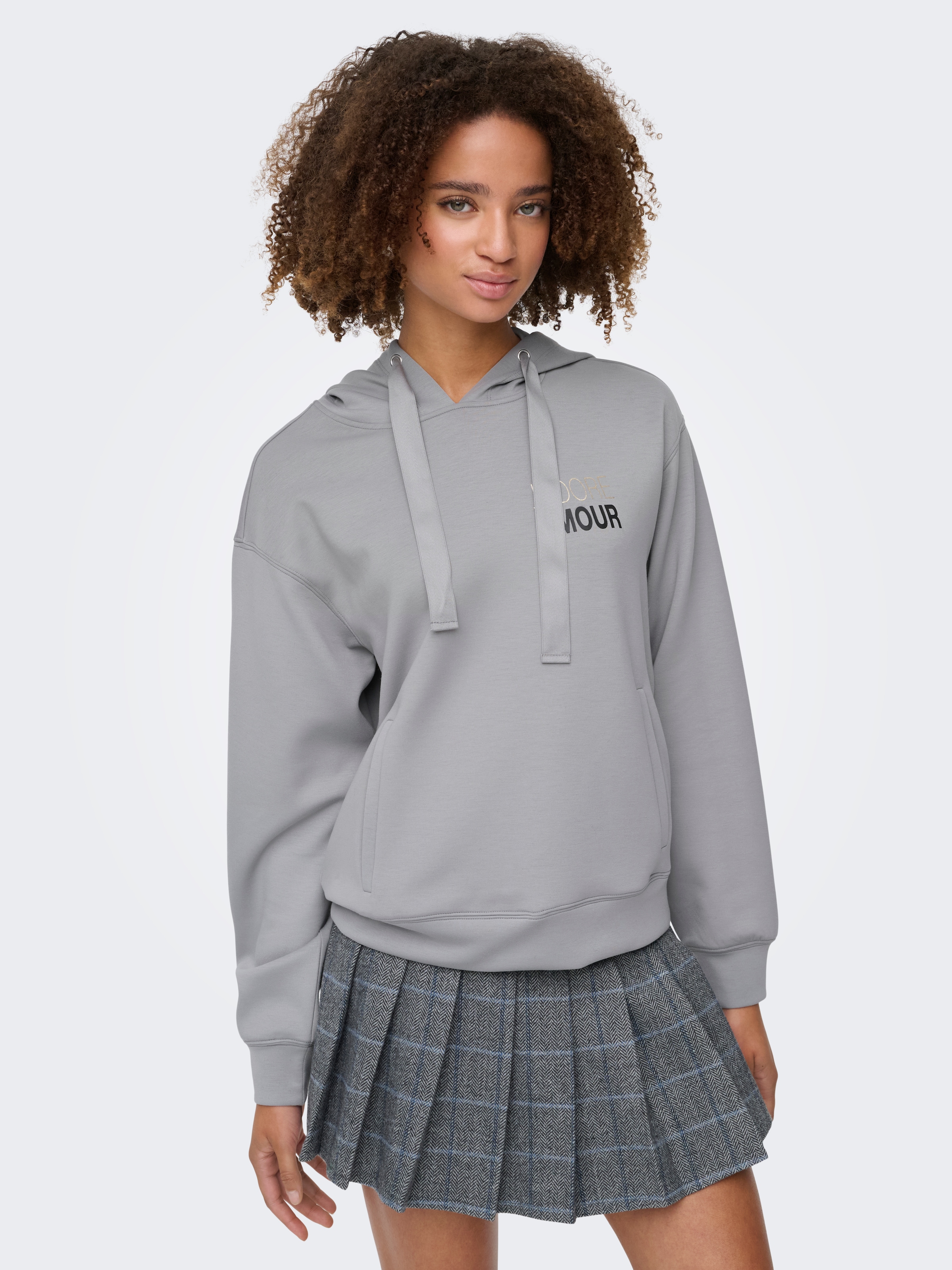 ONLY Kapuzensweatshirt "ONLALINA LIFE L/S PRINT HOOD SWT" günstig online kaufen