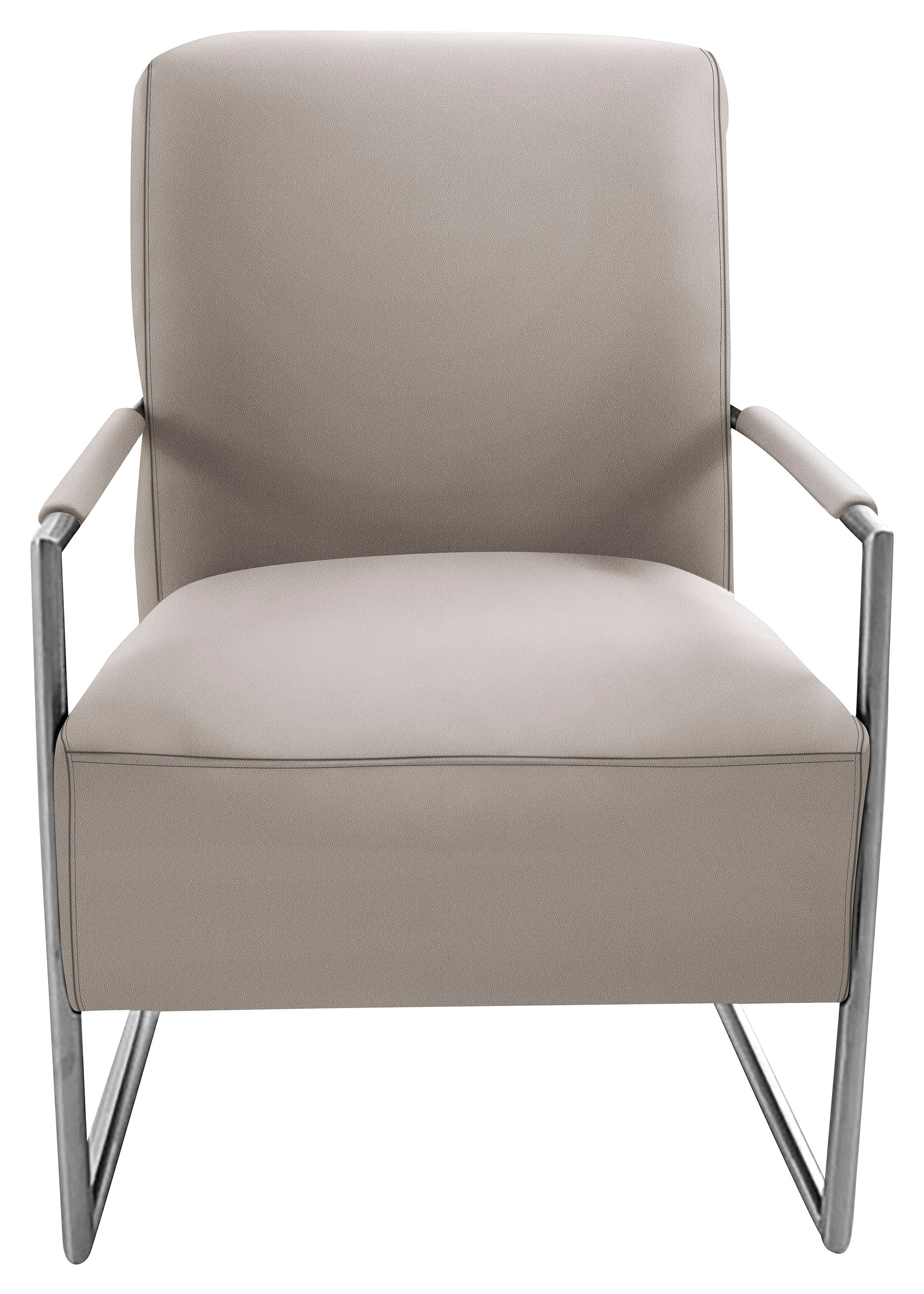 K+W Komfort & Wohnen Cocktailsessel mit bezogenen Armlehnen, Gestell in Metall Edelstahloptik