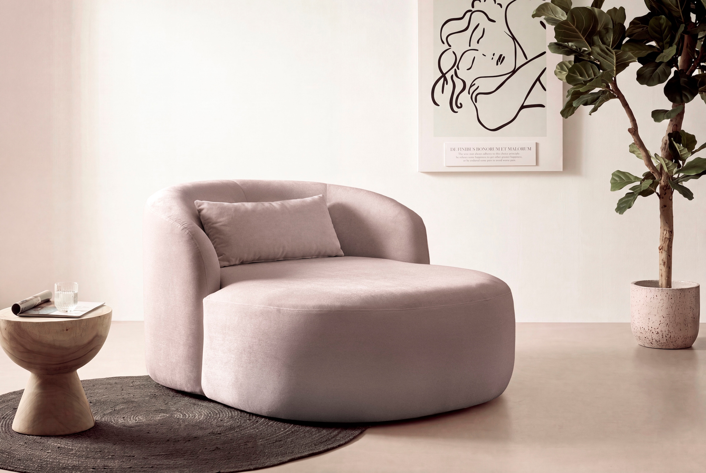 LeGer Home by Lena Gercke XXL-Sessel "Yllara, moderner Lesesessel, Loveseat mit großzügiger Sitzfläche" mit geschwungener Rückenlehne in Samt oder Struktur