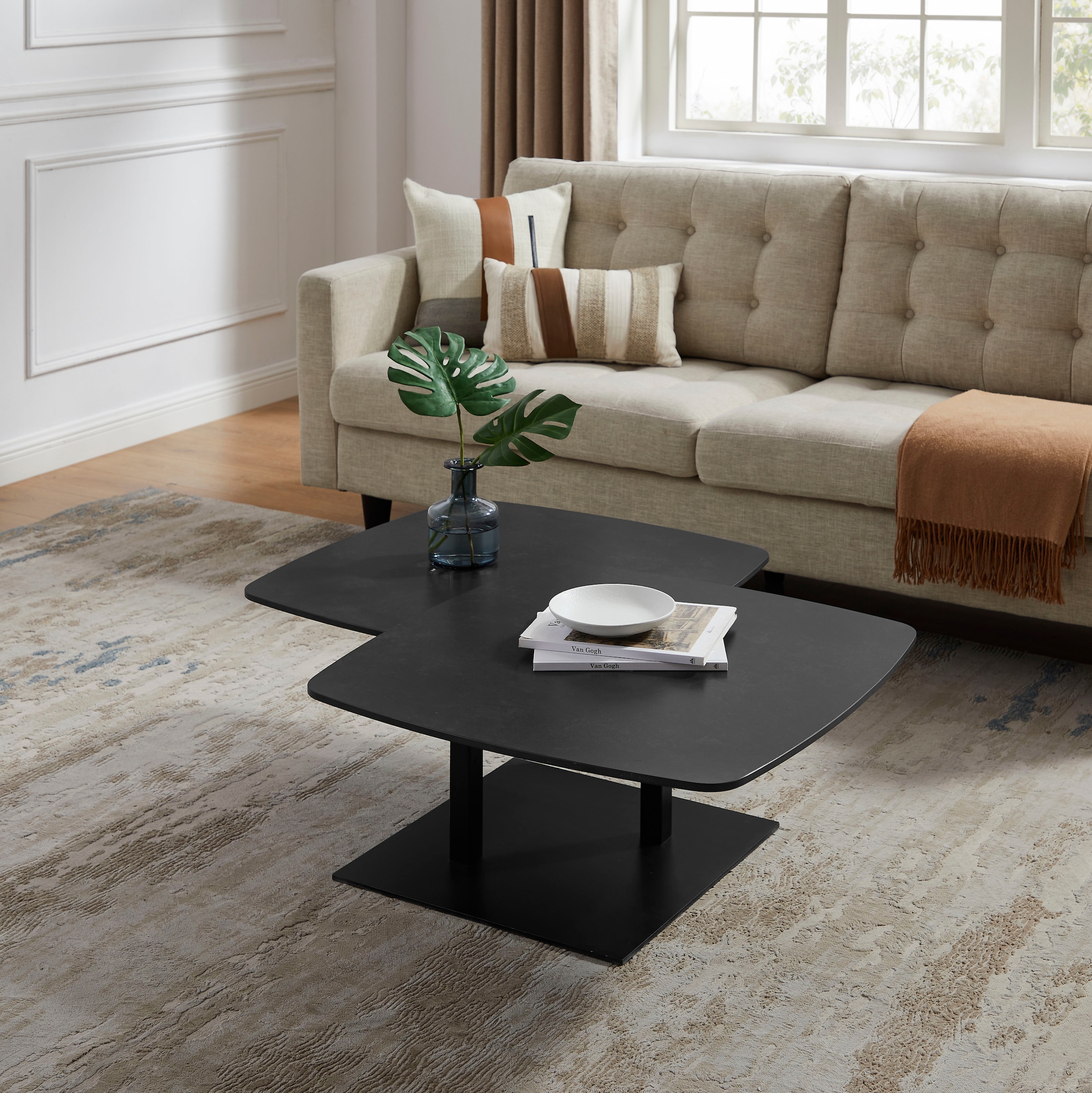 OTTO home Couchtisch »Orsini« mit verschiebbarer Tischplatte in Steinoptik, robustem Metallgestell