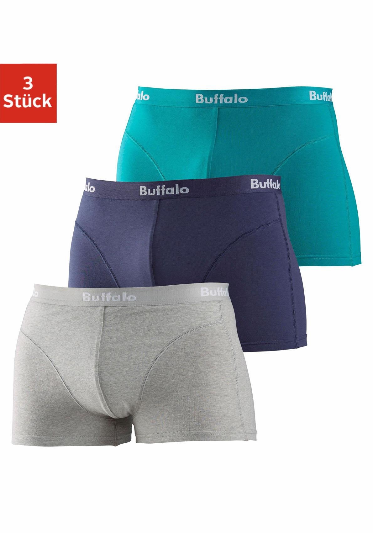 Buffalo Boxer "Boxershorts für Herren", (Packung, 3 St.), mit Overlock-Nähten vorn