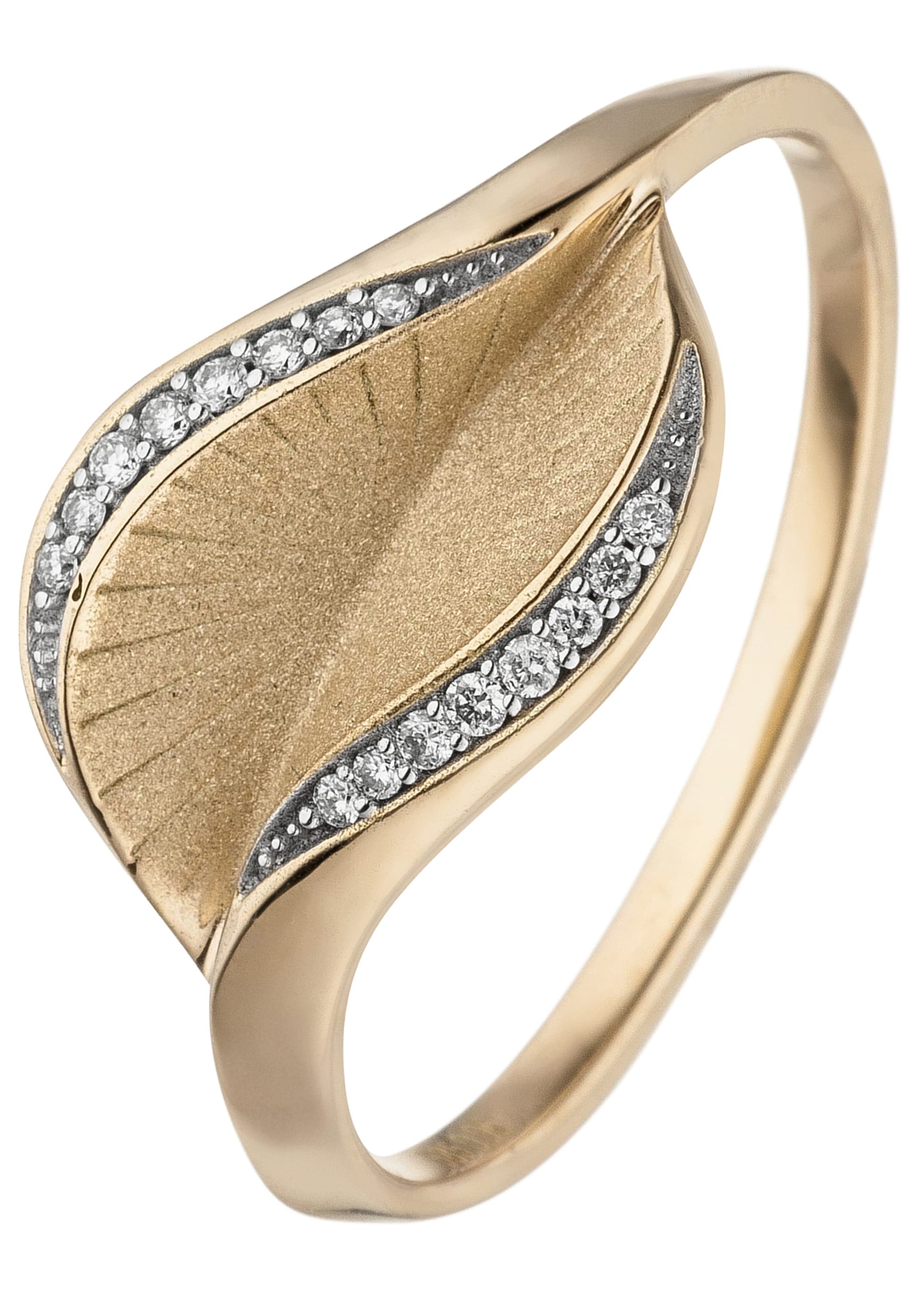 Diamantring JOBO "Ring Goldring" Gr. 54, gelbgold 585, Fingerringe, Damen, 54, P1 = bei 10-facher Vergrößerung erkennbare Einschlüsse, Diamanten Gelbgold 585, Diamanten, Gelbgold 585, Diamantring, 585 Gold mit 16 Diamanten