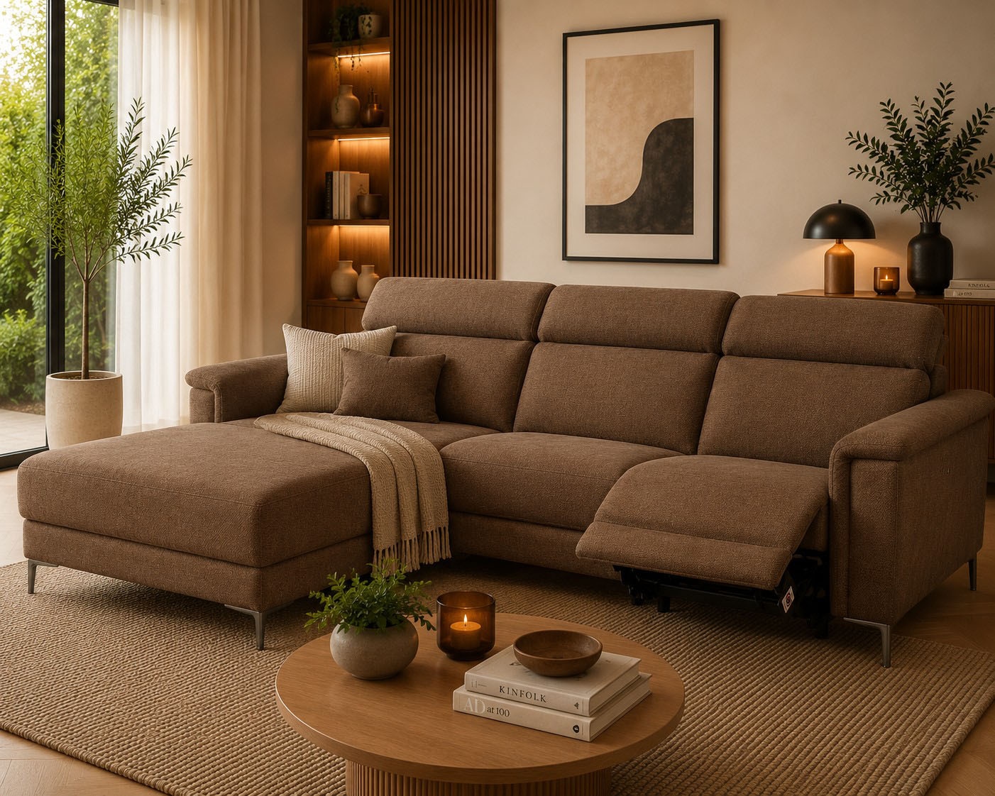 OTTO home Ecksofa "LUND, Struktur-Bezug, L-Form, 261cm, man. /elektr. Relaxfunktion" auch mit USB A-Anschluss sowie Kopfteilverstellung