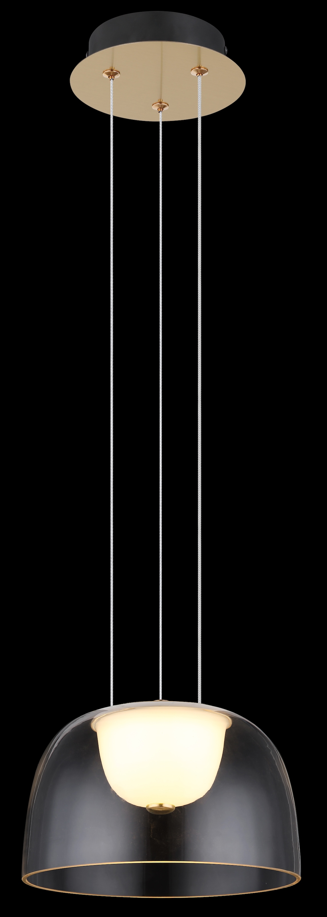 GLOBO LIGHTING Hängeleuchte »JOCKY« LED-Modul 1 Stk. Warmweiß Hängeleuchte messingfarben mit klarem satiniertem Glas, LED