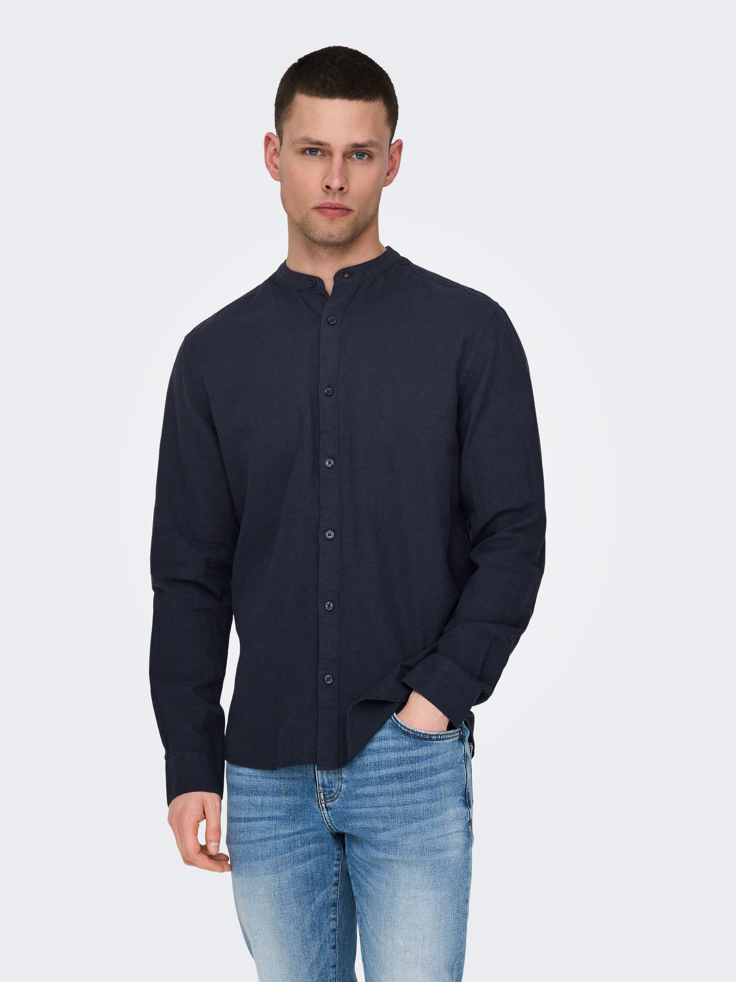 ONLY & SONS Langarmhemd »ONSCAIDEN LS SOLID LINEN MAO SHIRT NOOS«