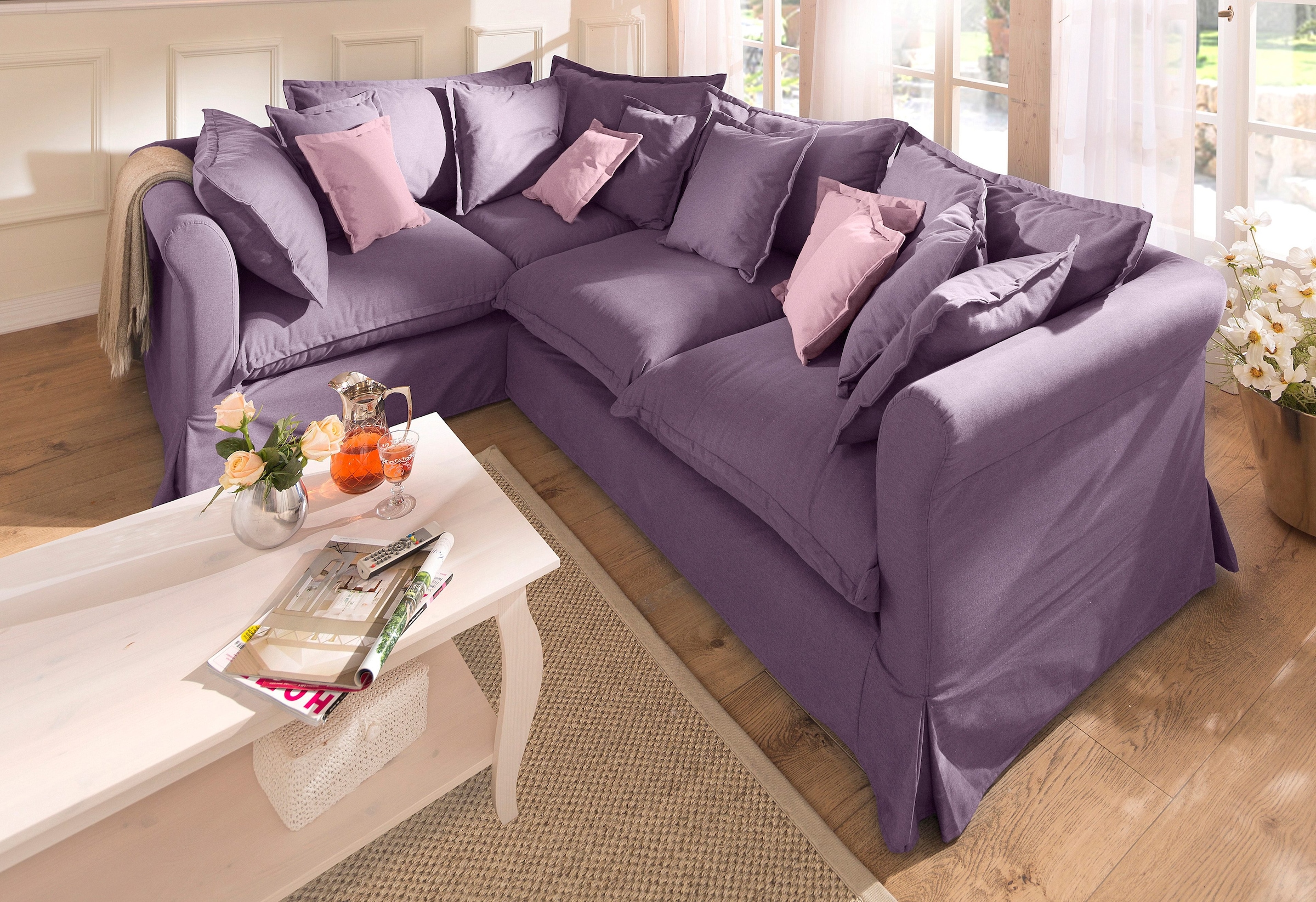 Ecksofa »Luise L-Form«, mit vielen losen Kissen und abnehmbarer Husse