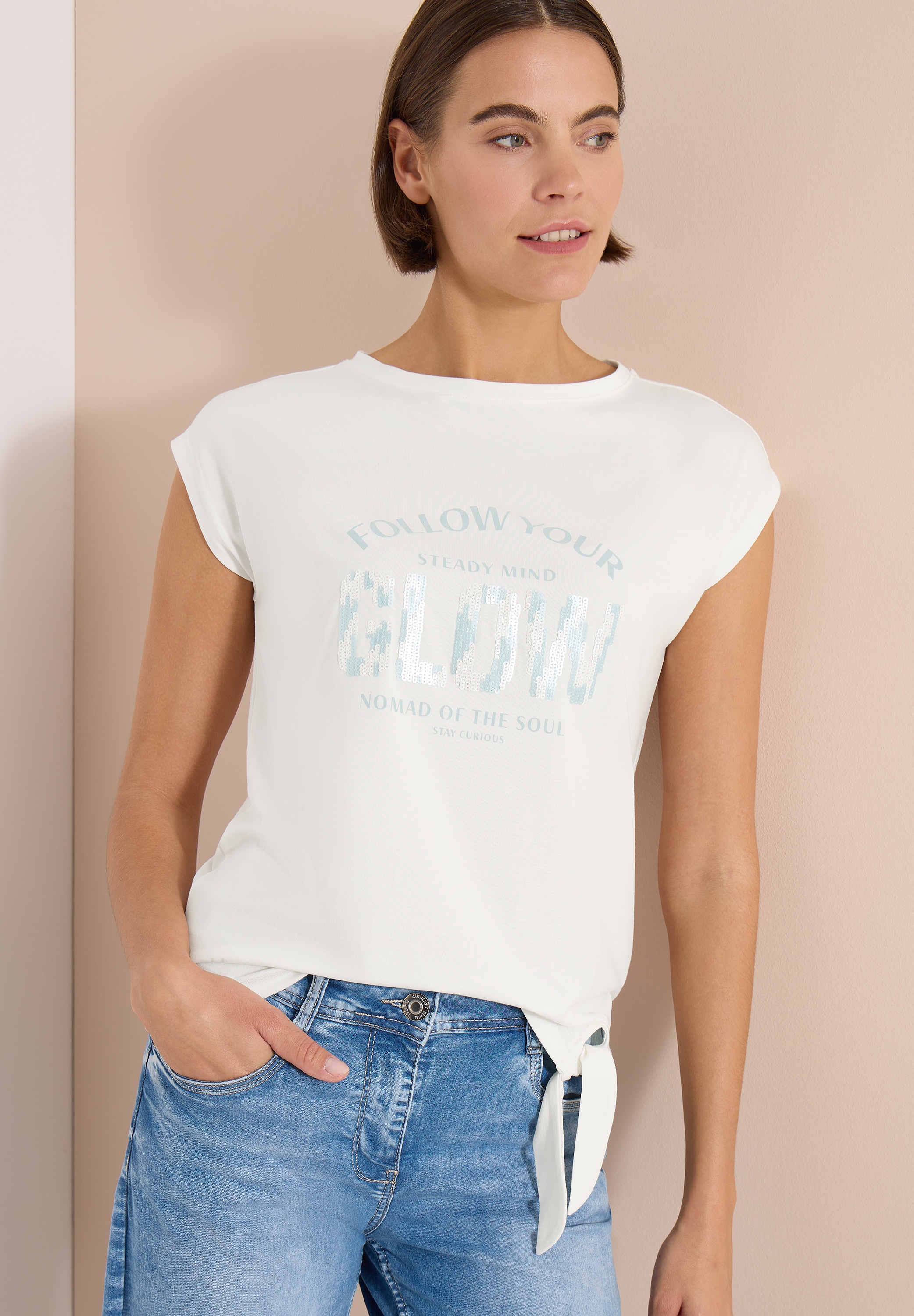 Cecil Kurzarmshirt Sommershirt mit Knotendetail