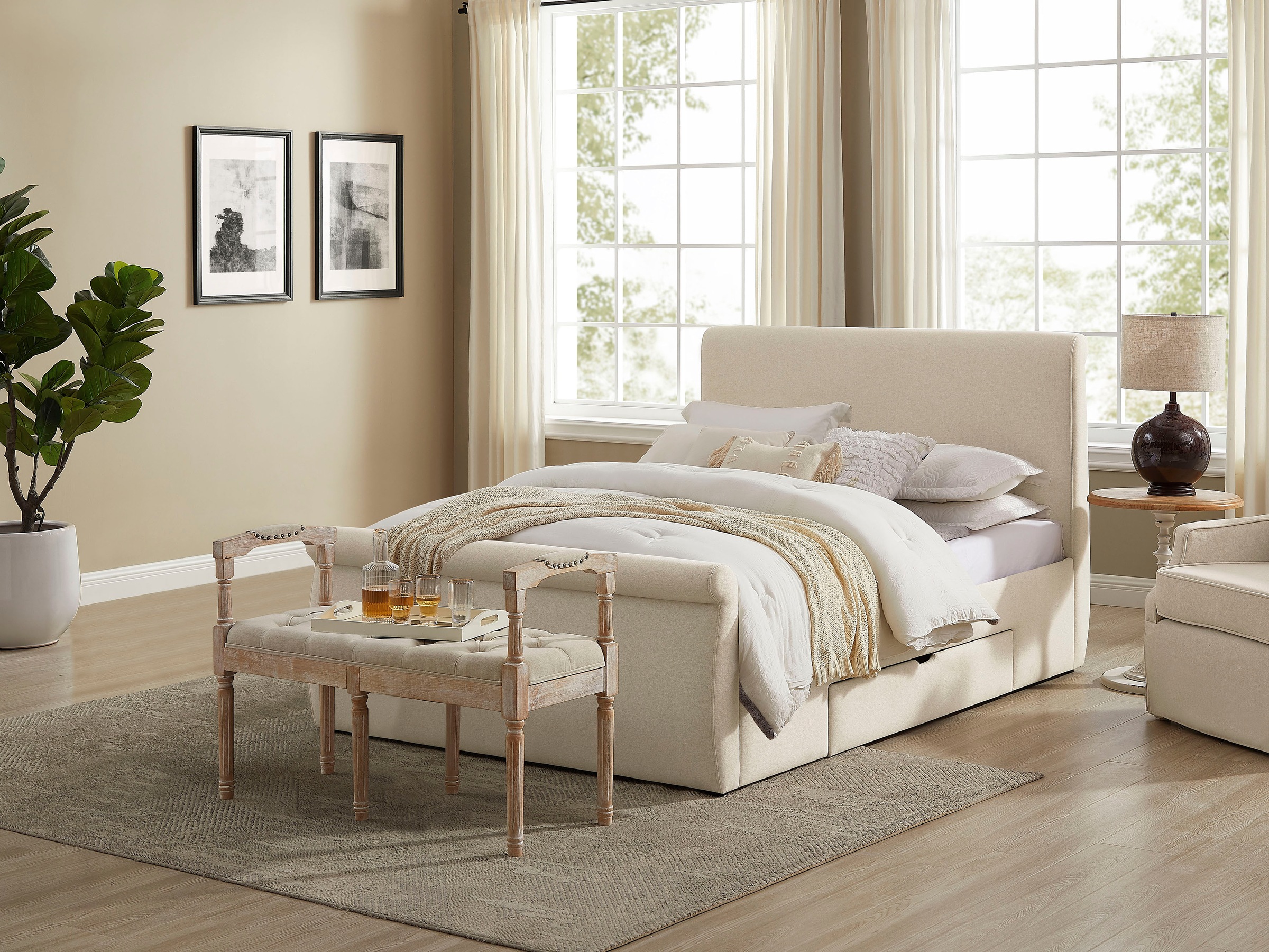 Timbers Polsterbett »Jacksonville«, In 3 Breiten und 4 Farben, viel Stauraum