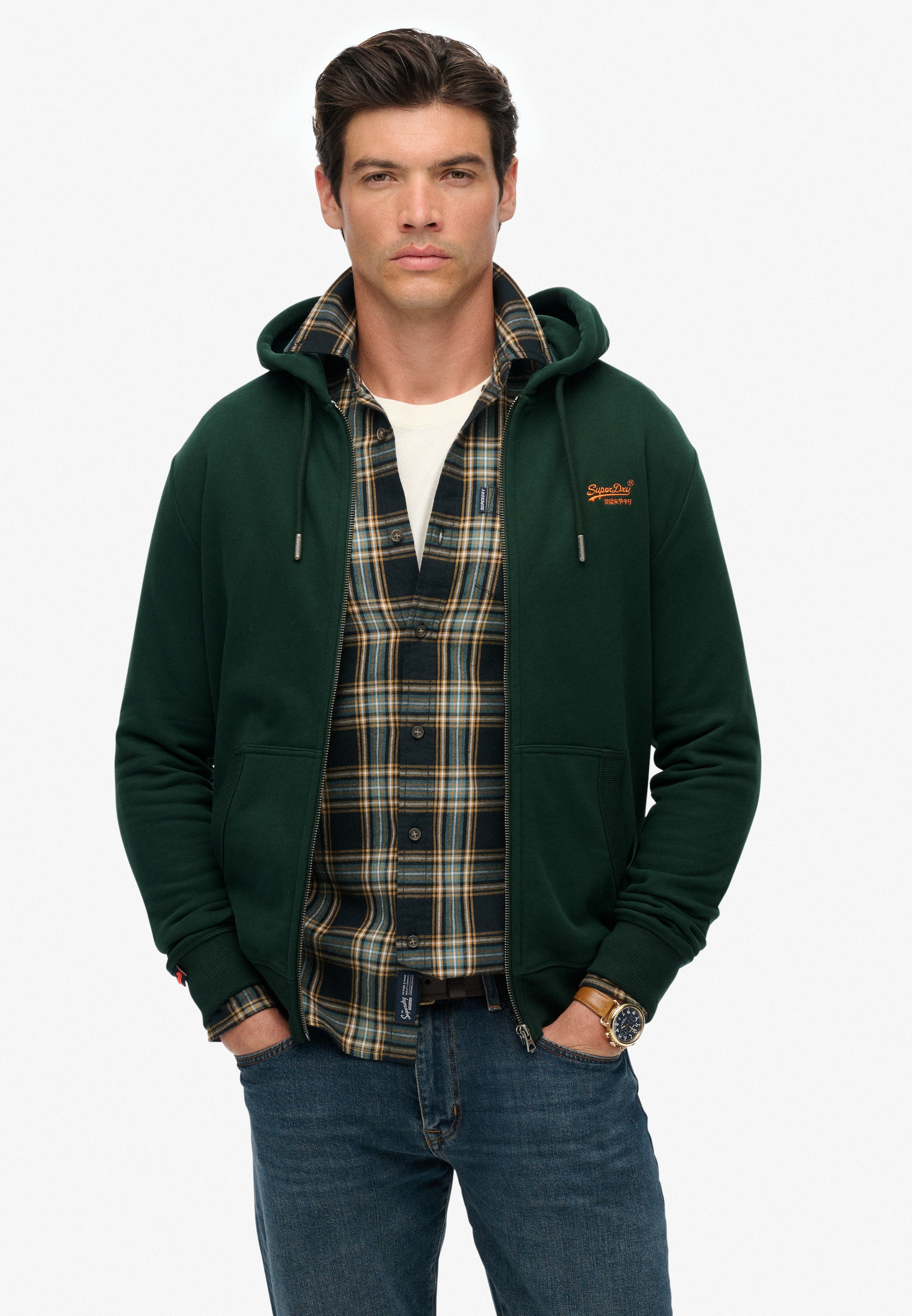 Superdry Kapuzensweatjacke "ESSENTIAL LOGO ZIP HOODIE HB" Baumwollmischung, günstig online kaufen