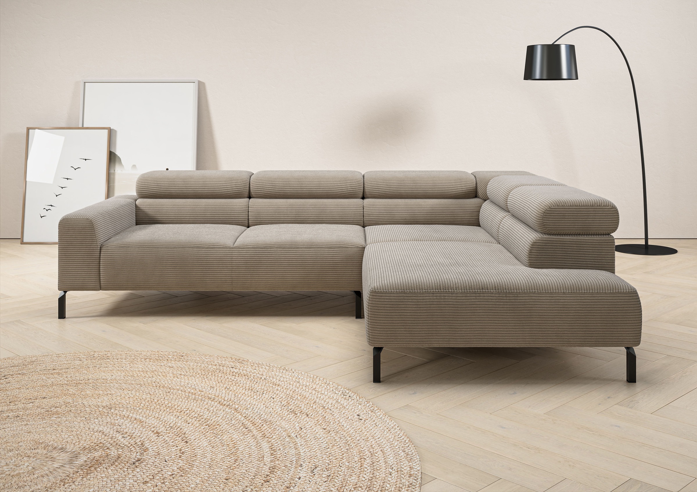 Places of Style Ecksofa "Antonelli, L-Form, inkl. Kopfteilverstellung, Brei günstig online kaufen
