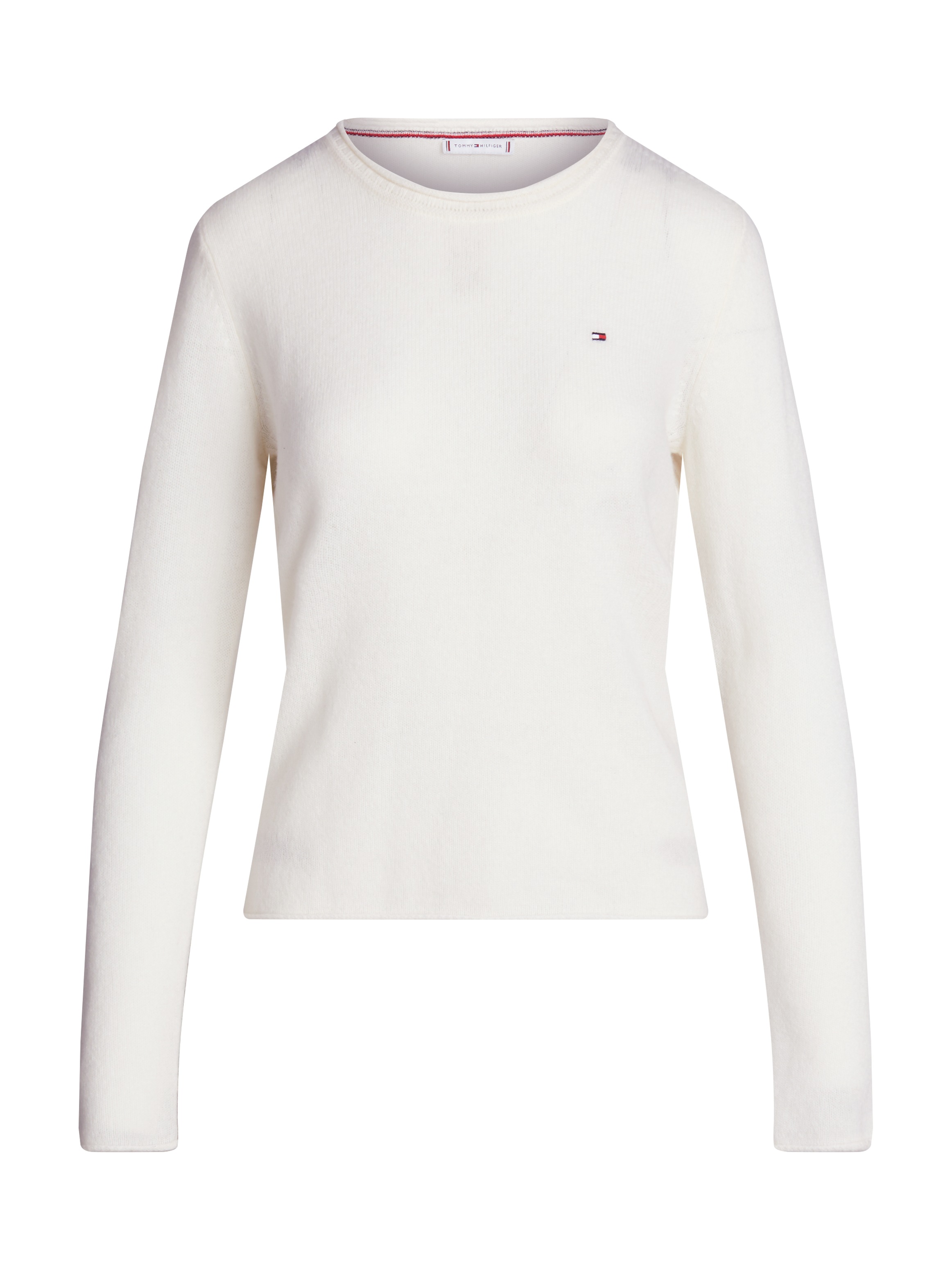 Tommy Hilfiger Strickpullover »SOFT WOOL C-NK SWEATER« mit Logostickerei, aus 100% Wolle
