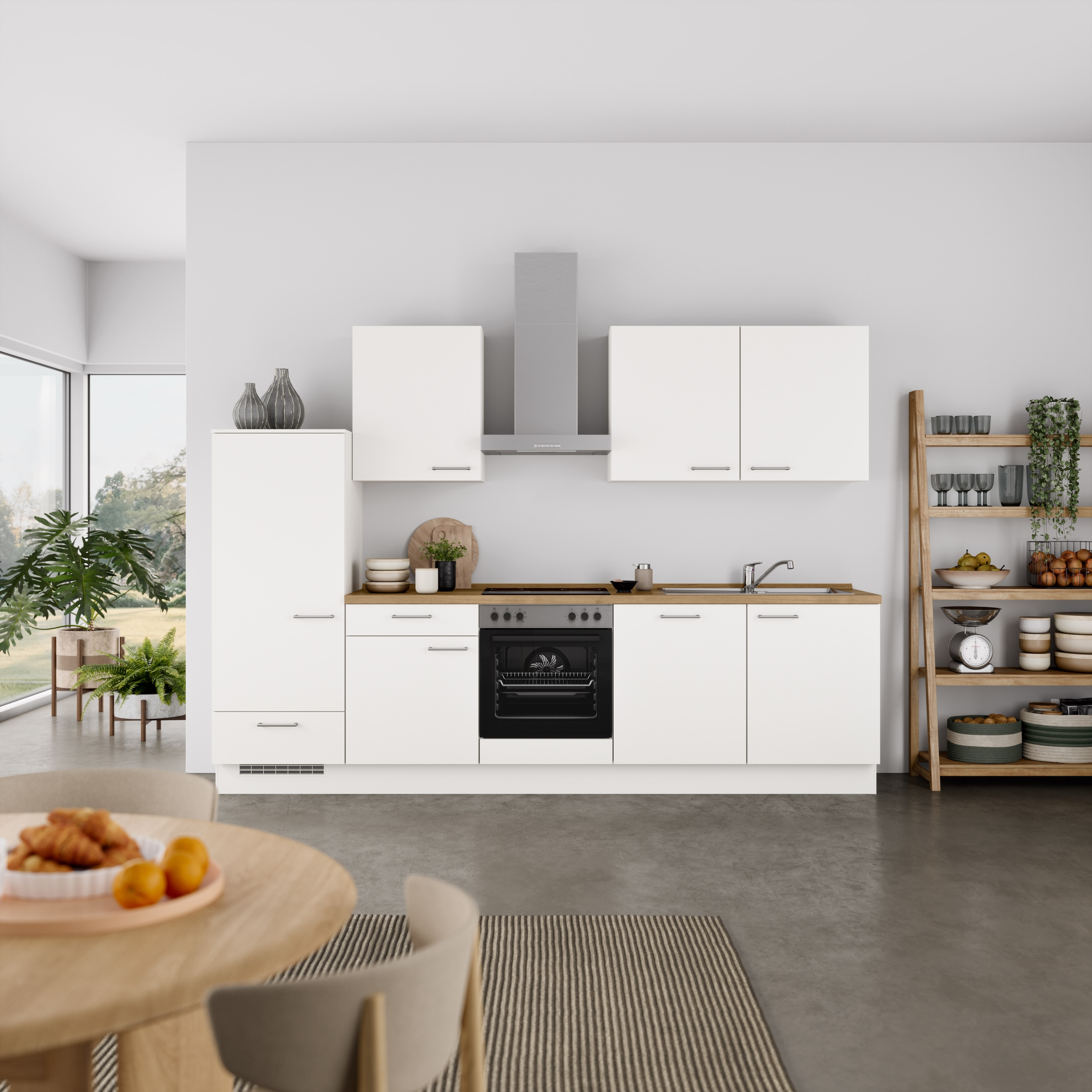 nobilia® Küchenzeile »"Laser I", Breite 300 cm, Ausrichtung wählbar«, vormontiert, wahlw. mit unterschiedlichen E-Geräte-Sets