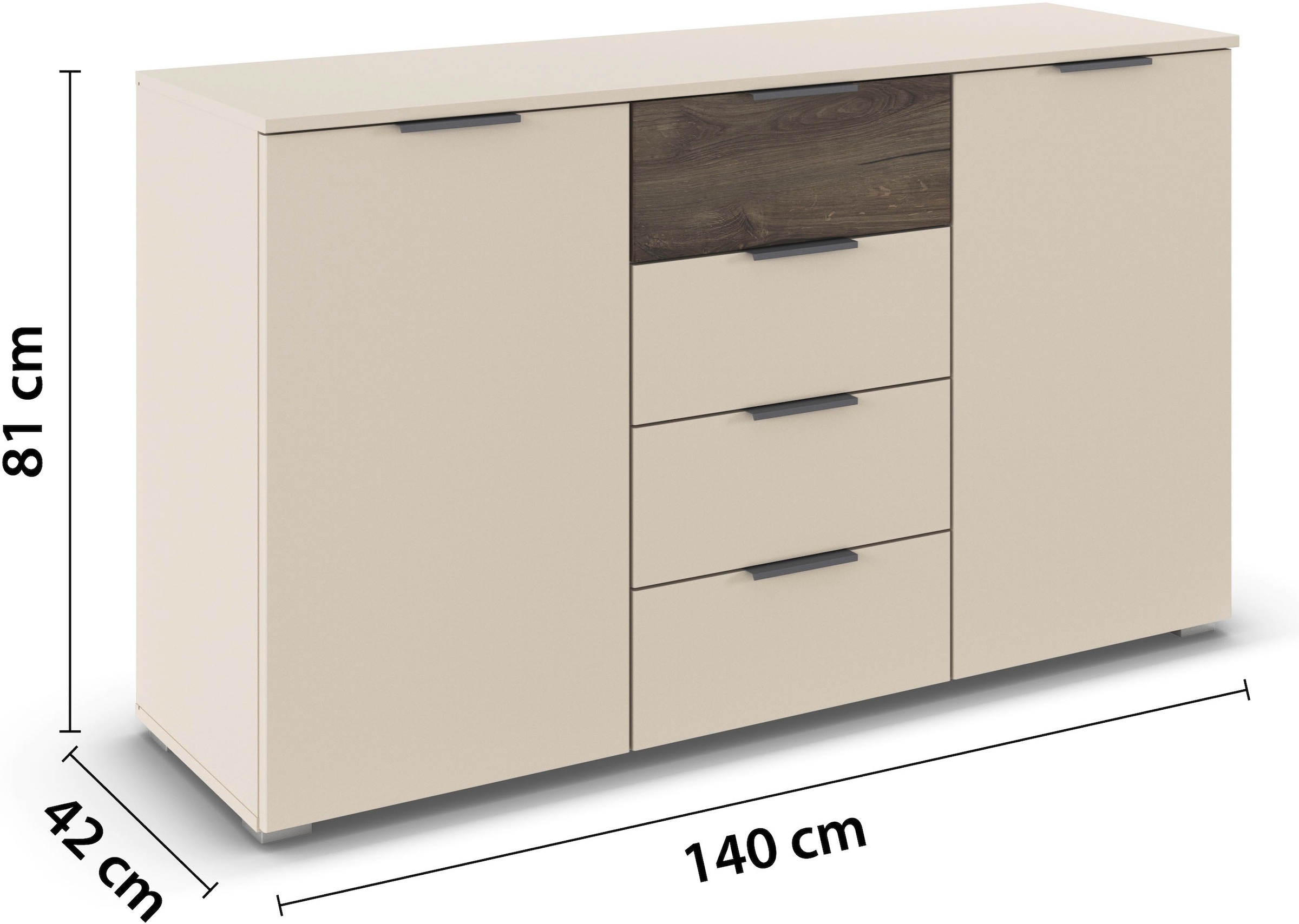 rauch Kombikommode »Sideboard Kommode Schubladenkommode SAJO«, mit 4 geräumigen Schubladen sowie 2 Türen MADE IN GERMANY