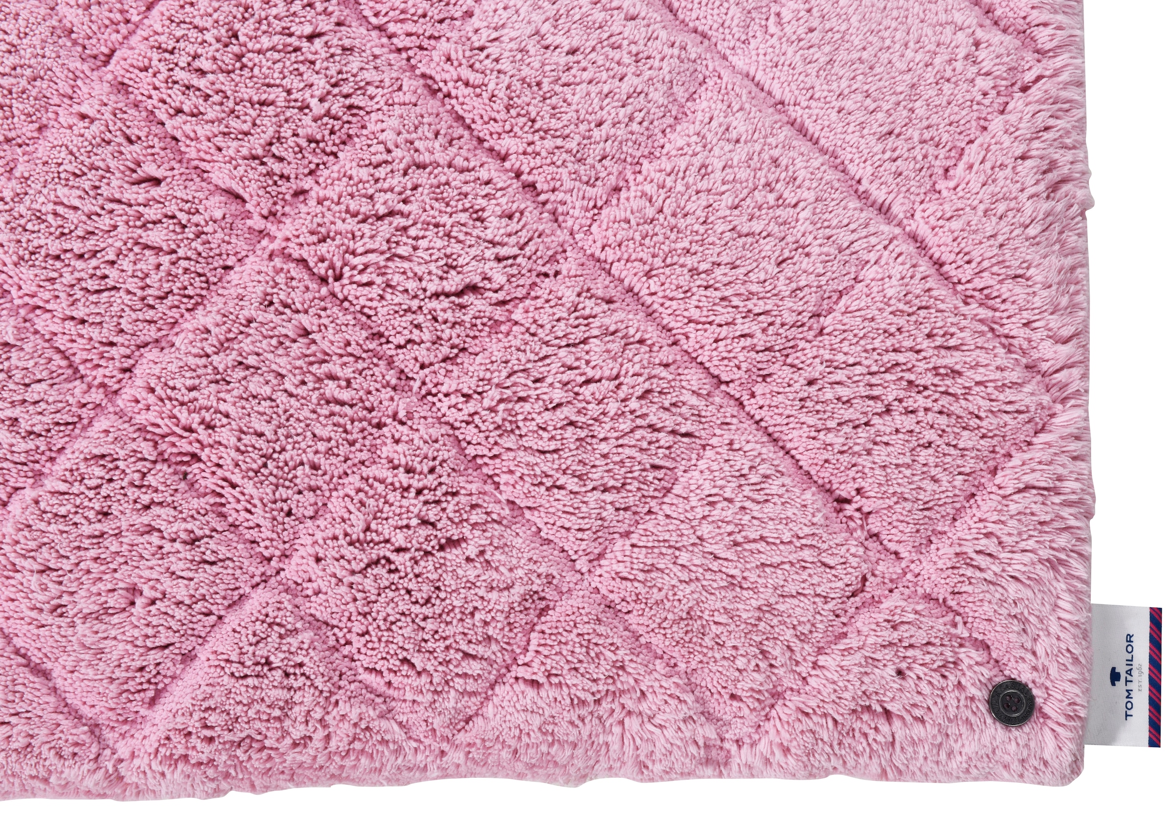 TOM TAILOR HOME Badematte »Cotton Diamond«, rutschhemmend beschichtet, fußbodenheizungsgeeignet-strapazierfähig, Uni Farben, Pastell Farben, Rauten, reine Baumwolle, weich & kuschelig