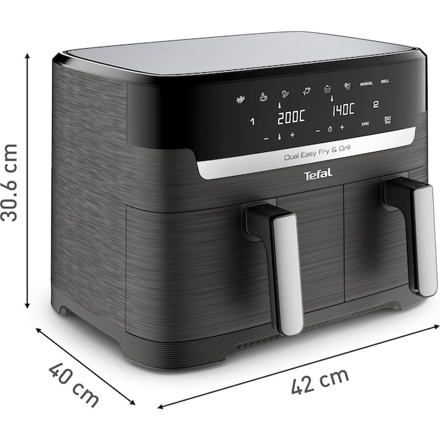 Tefal Heißluftfritteuse »EY905B Dual Easy Fry & Grill Doppelkammer, 8,3 L  Kapazität, 2 Laden«, 2700 W | BAUR