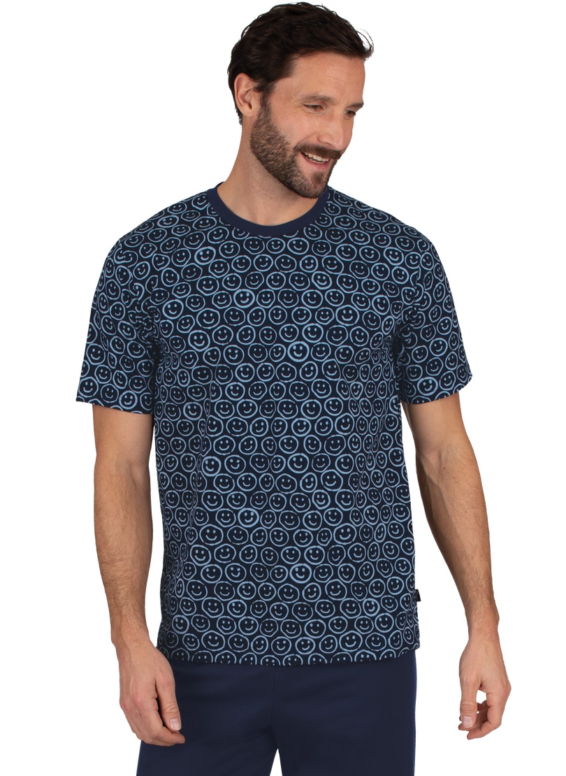 Trigema T-Shirt »TRIGEMA T-Shirt mit freundlichem Smiley-Muster«, (1 tlg.)