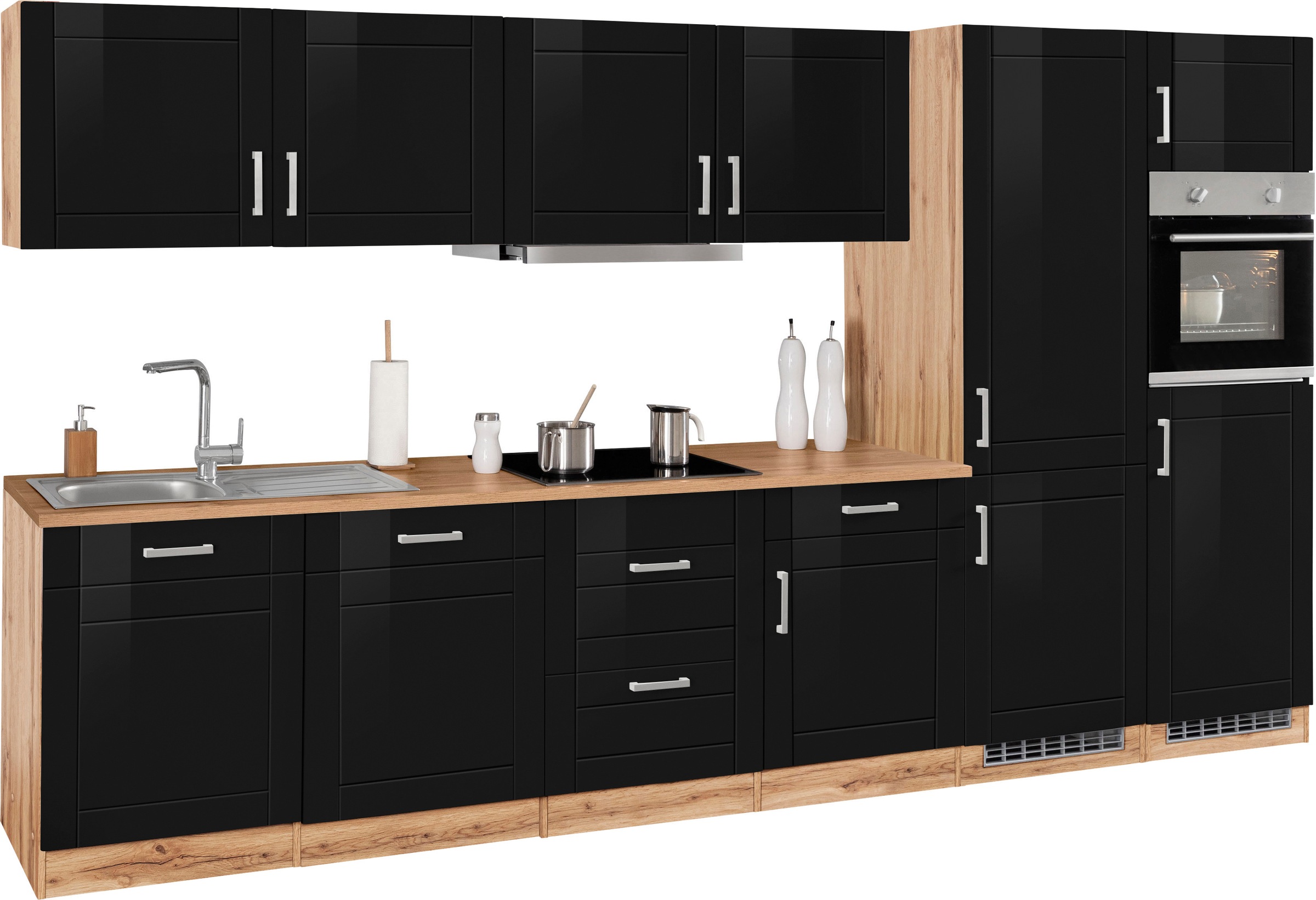 KOCHSTATION Küchenzeile »KS-Tinnum« mit E-Geräten, Breite 360 cm
