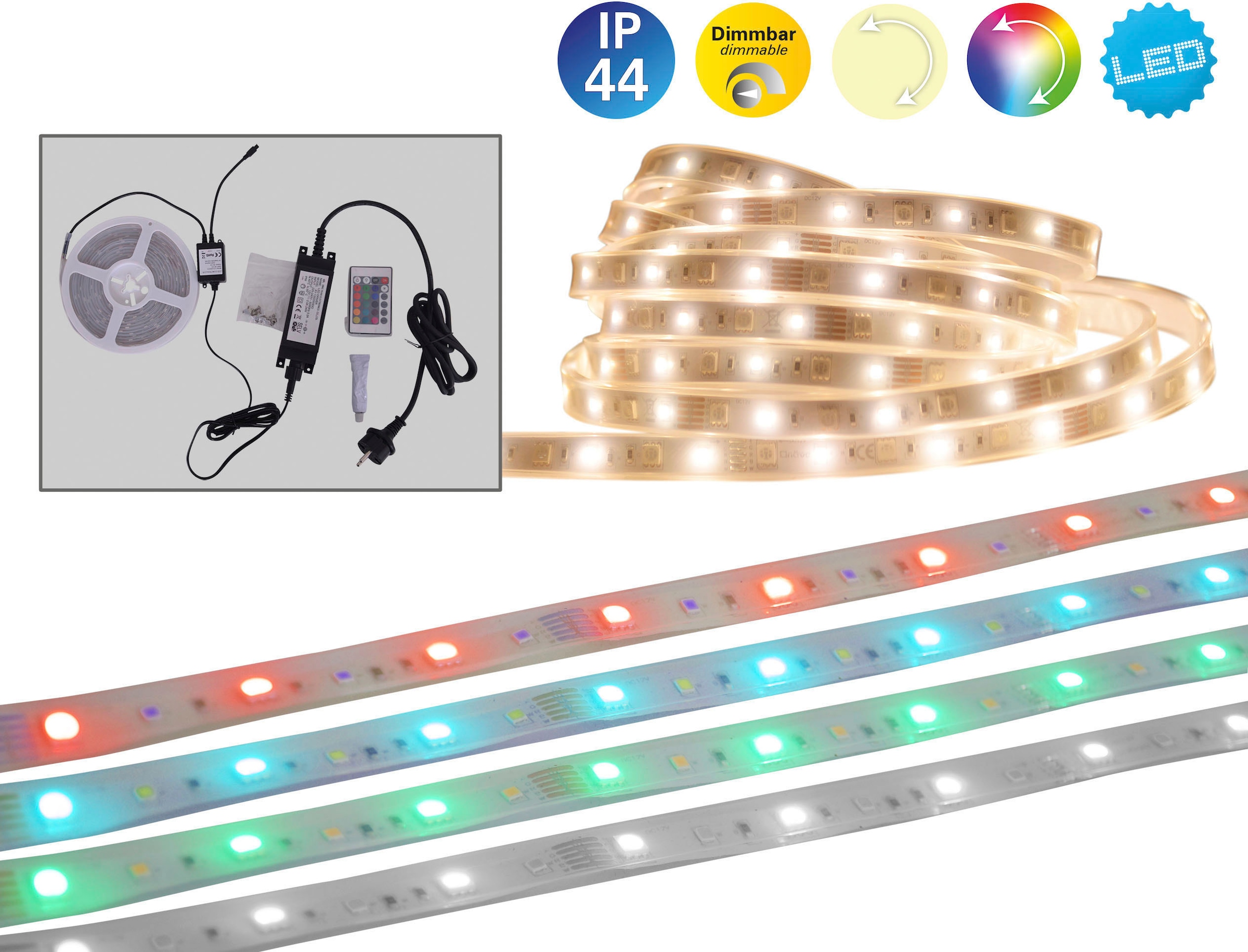näve LED Stripe »Outdoor«, Farbwechsel, Dimmfunktion, Fernbedienung, Länge 500cm, RGB, IP44
