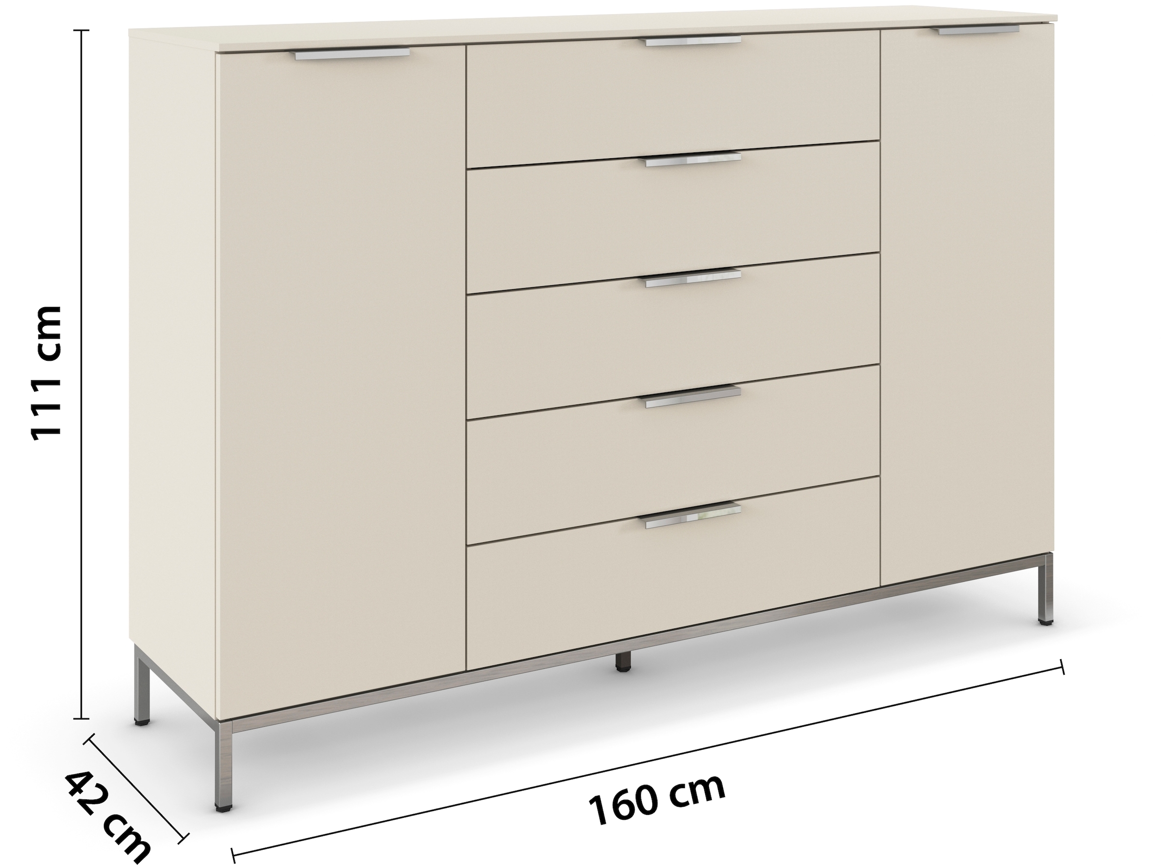 rauch Kombikommode »Kommode Türkommode Sideboard Kombikommode FLIPP«, (Breite 160/180 cm mit 4 Einlegeböden), 2-türig mit 5 Schubladen und Soft-Close-Funktion in zwei Breiten