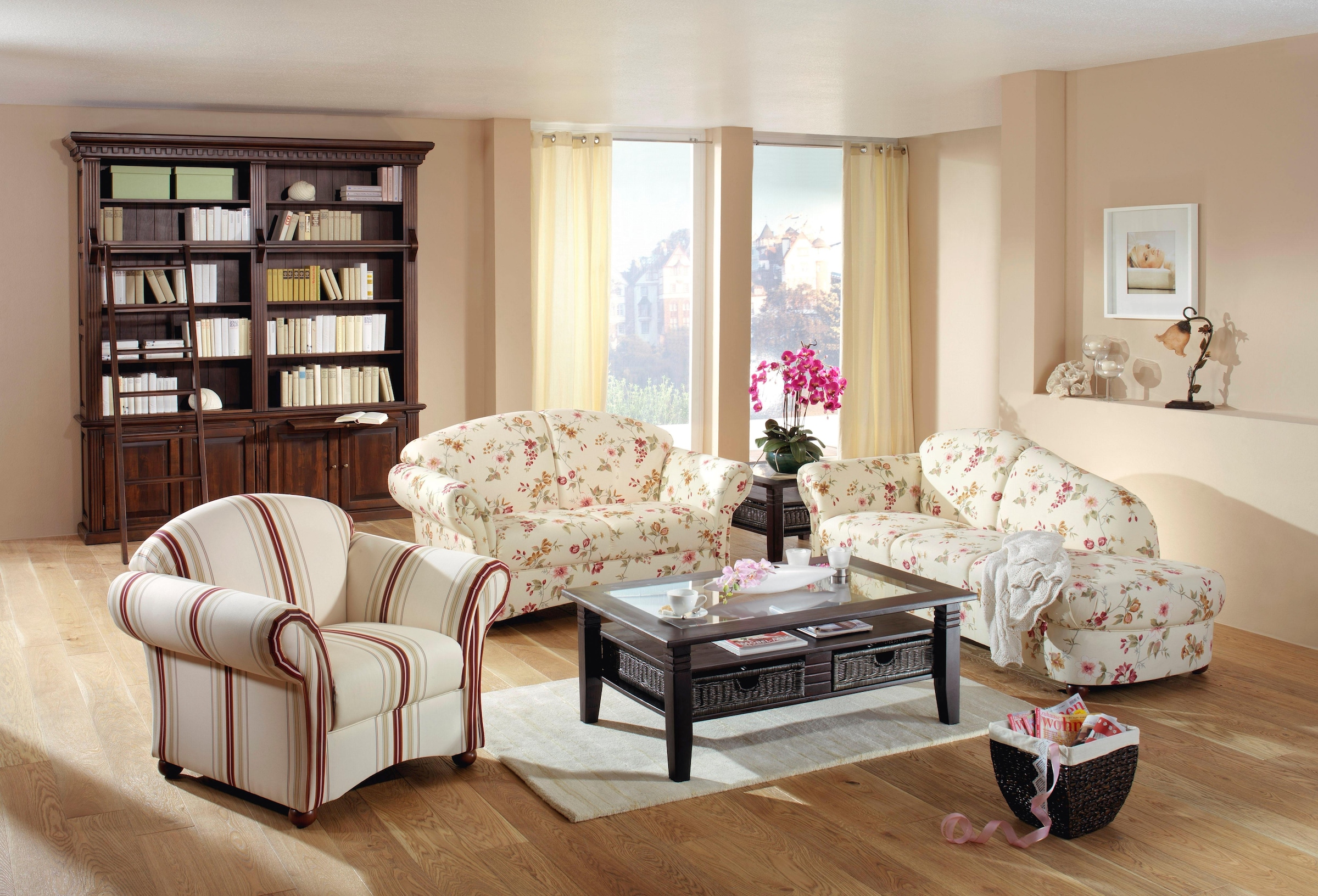 Max Winzer® Recamiere »floraler Bezug, klassisch elegant, guter Sitzkomfort, Solitärmöbel«, Armlehne wahlweise links oder rechts