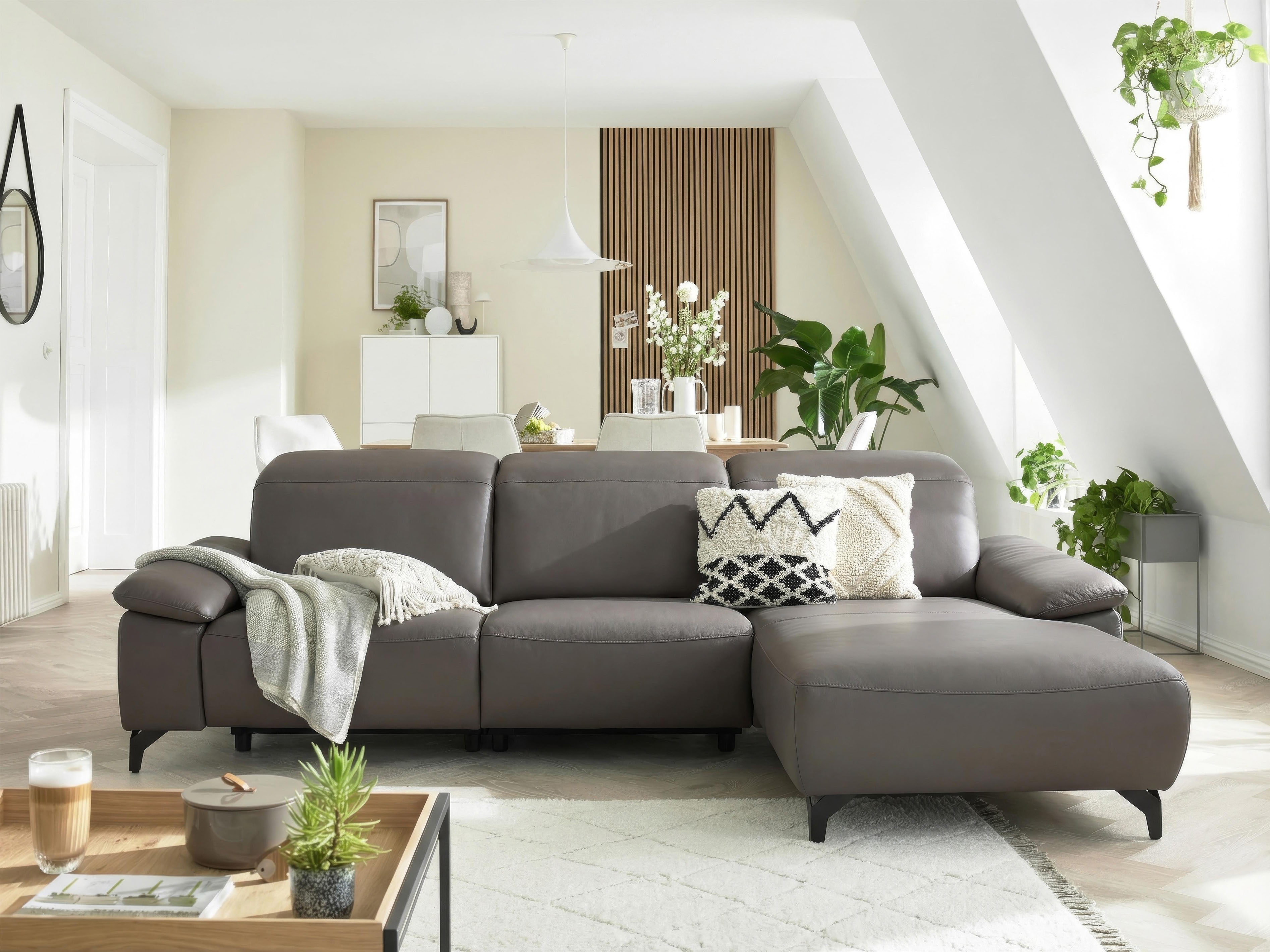 Musterring Ecksofa "MR370 mit/ohne Relaxfunktion, verschiedene Unterfederungen zur Auswahl" Farbe, Material, Sitzkomfort und Funktion wählbar, Maße 280 x 180 cm
