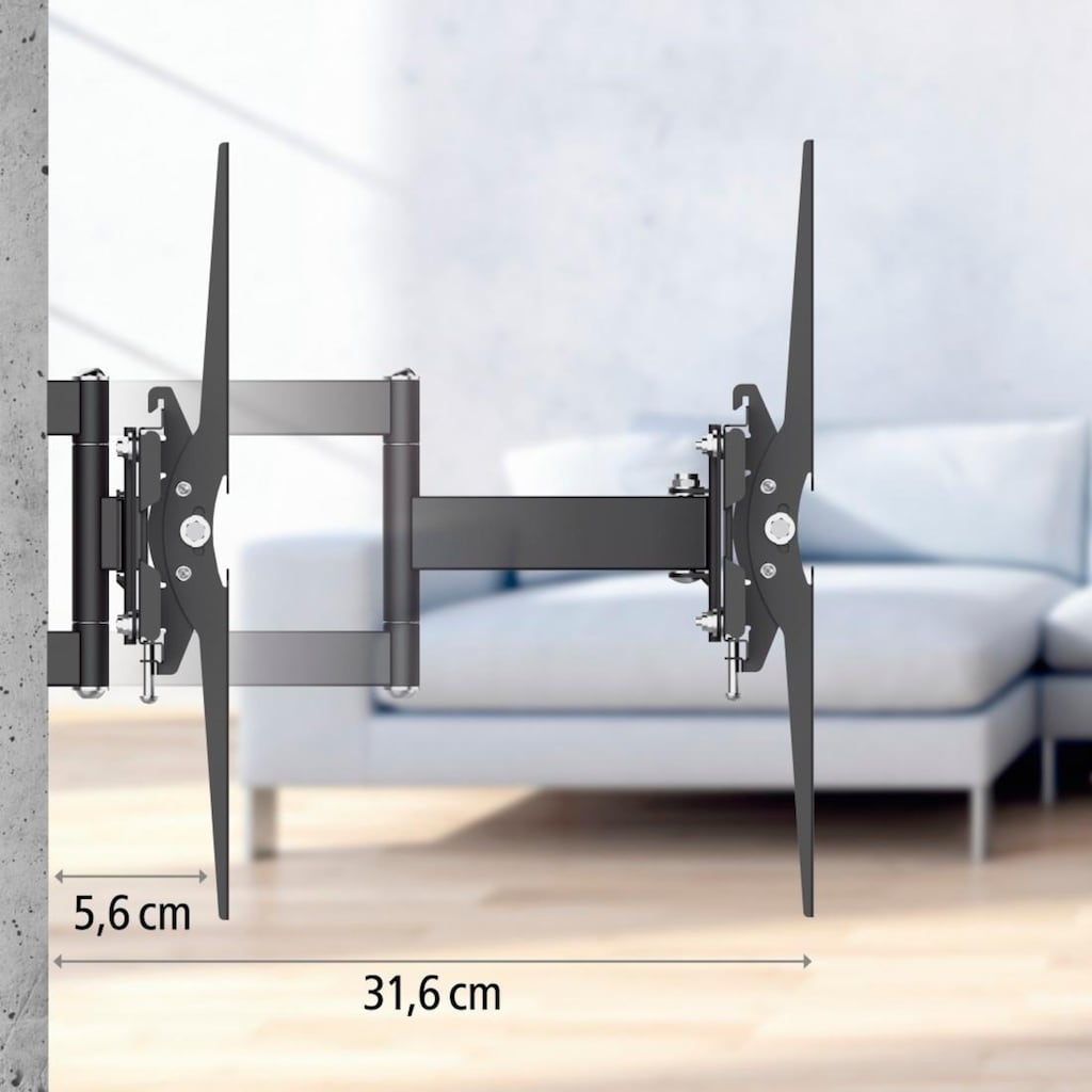 Hama TV-Wandhalterung »FULLMOTION 148-122 cm(19"-48") 2 Arme Wandhalterung Schwarz Schwenkbar«, bis 122 cm Zoll