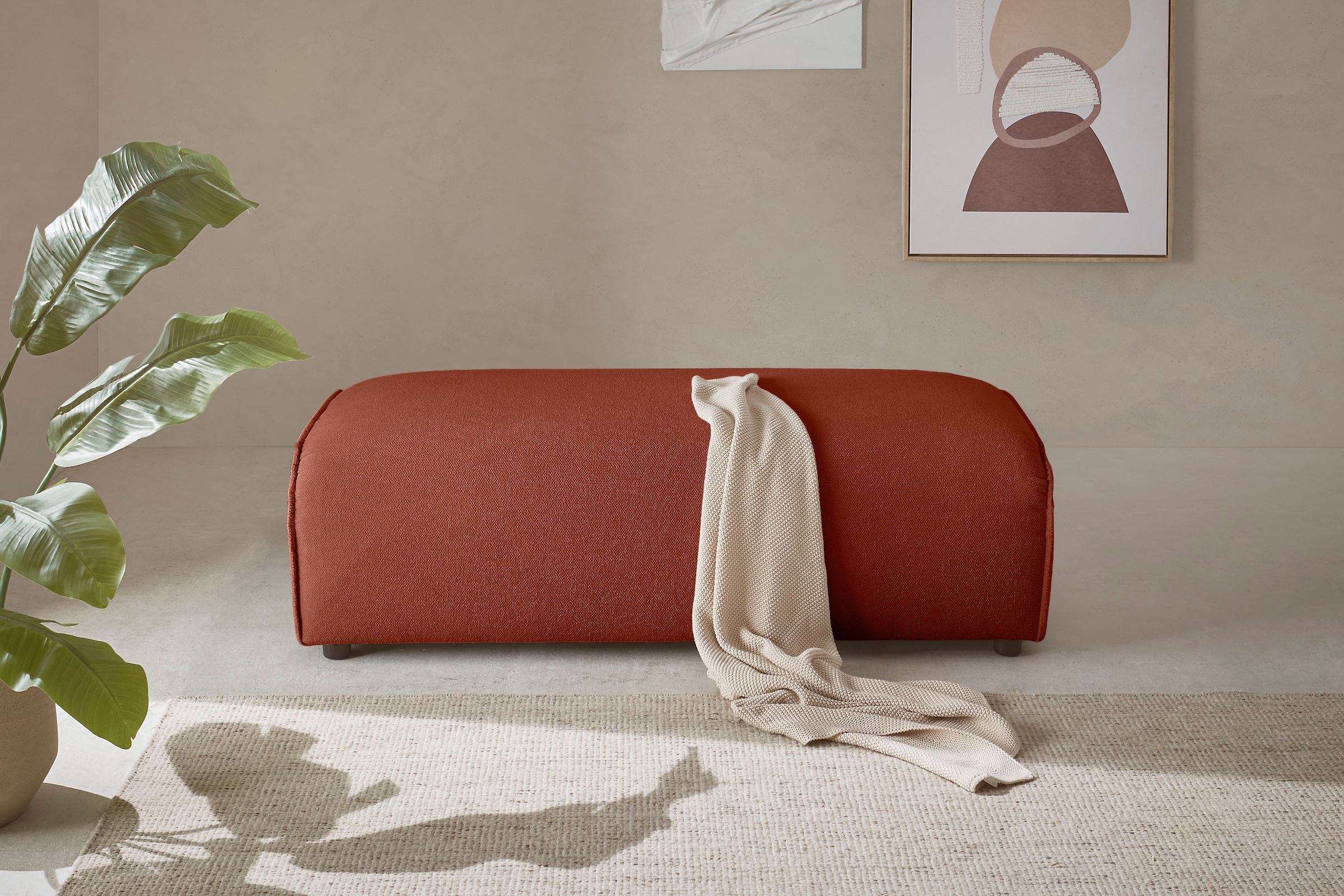 LeGer Home by Lena Gercke Hocker "PIARA, Polsterhocker mit Kedernaht, Cord, günstig online kaufen