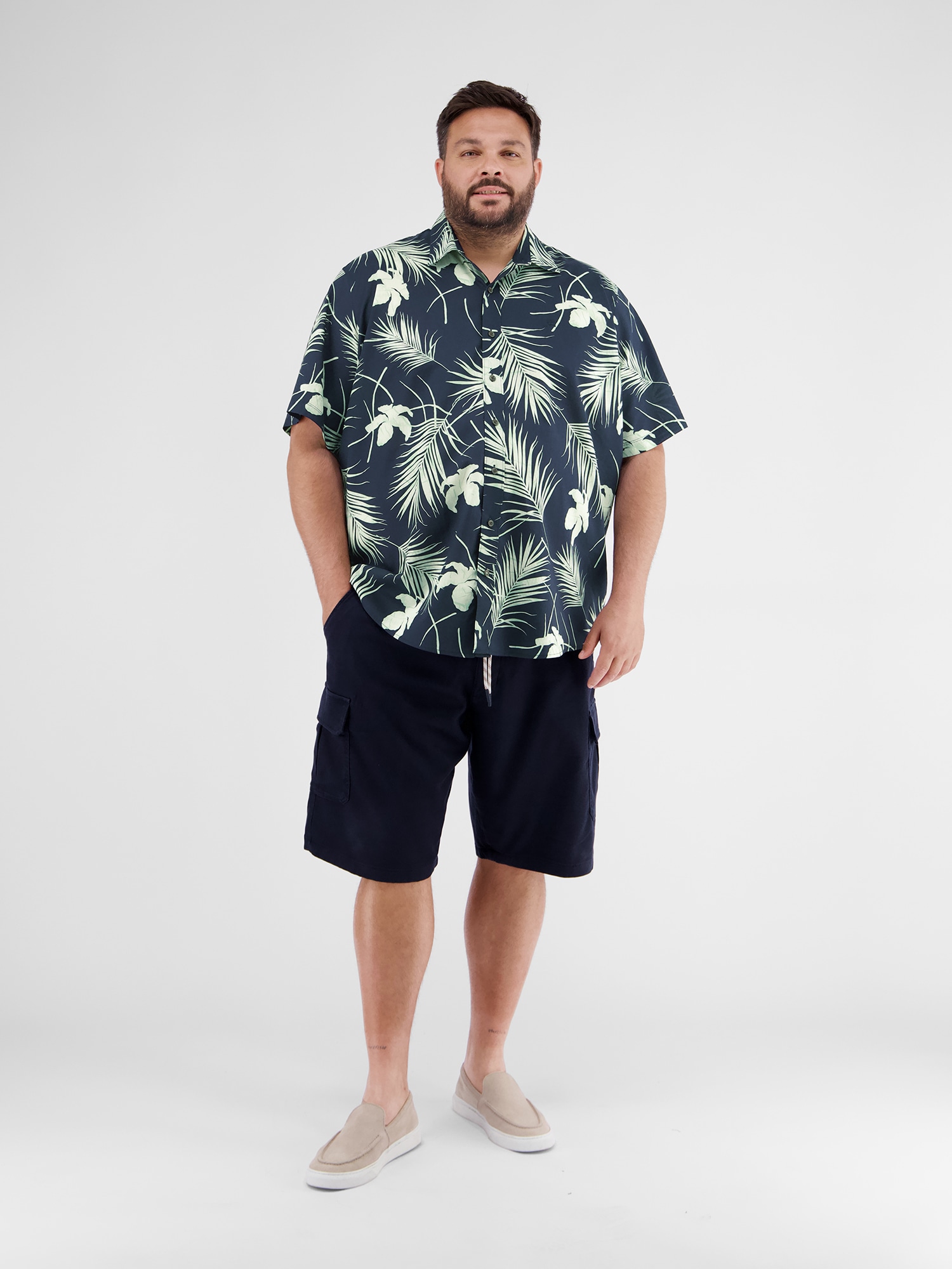 LERROS Kurzarmhemd »LERROS Herrenhemd in Übergrößen, Hawaiian-Style«