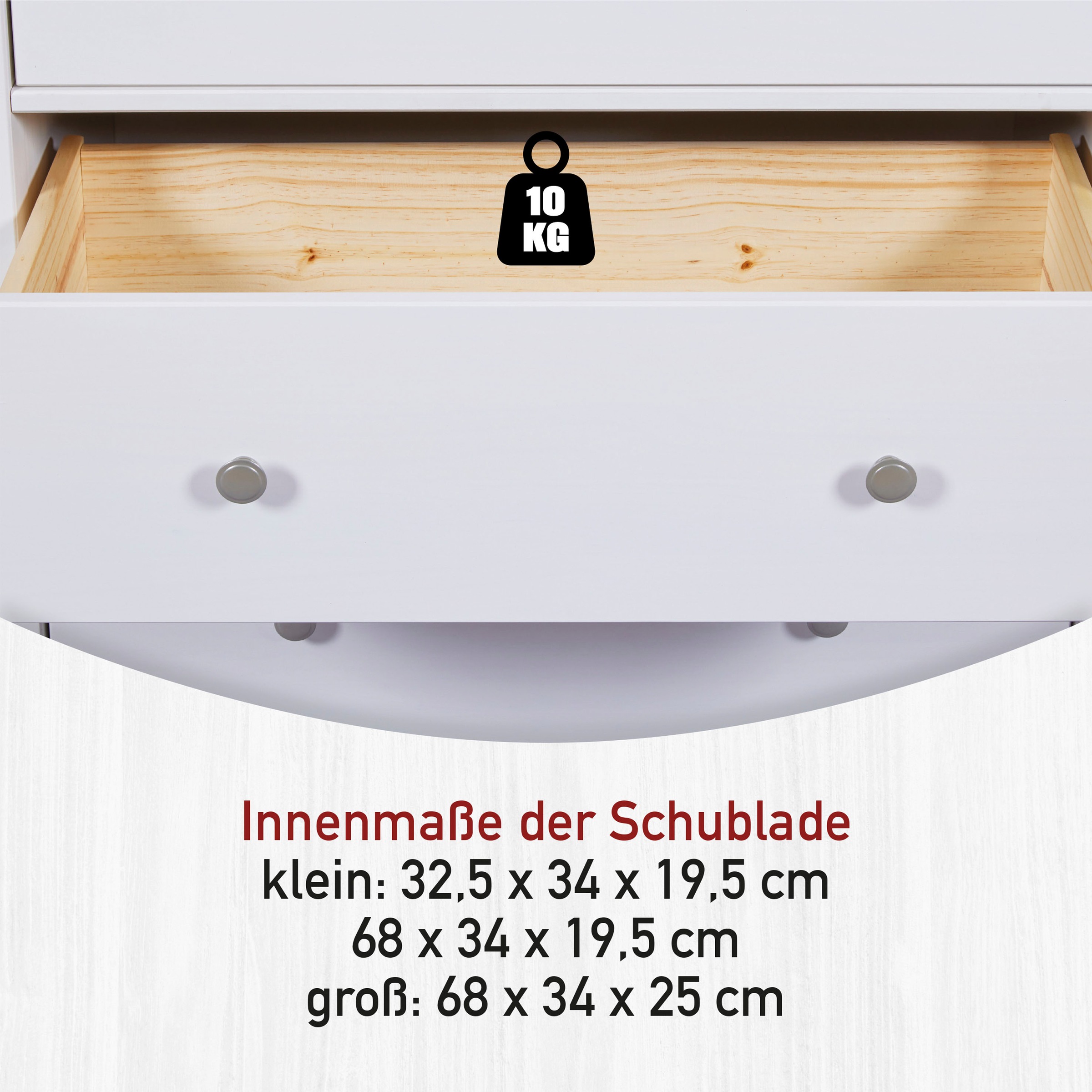 Inter Link Buffet »Pinora, Vitrine Kiefer Massivholz, Küchenschrank Weiss lackiert« 1 Stk. tlg. Geschirrschrank im Skandi Look, viel Stauraum, 160 x 39,50 x 197 cm