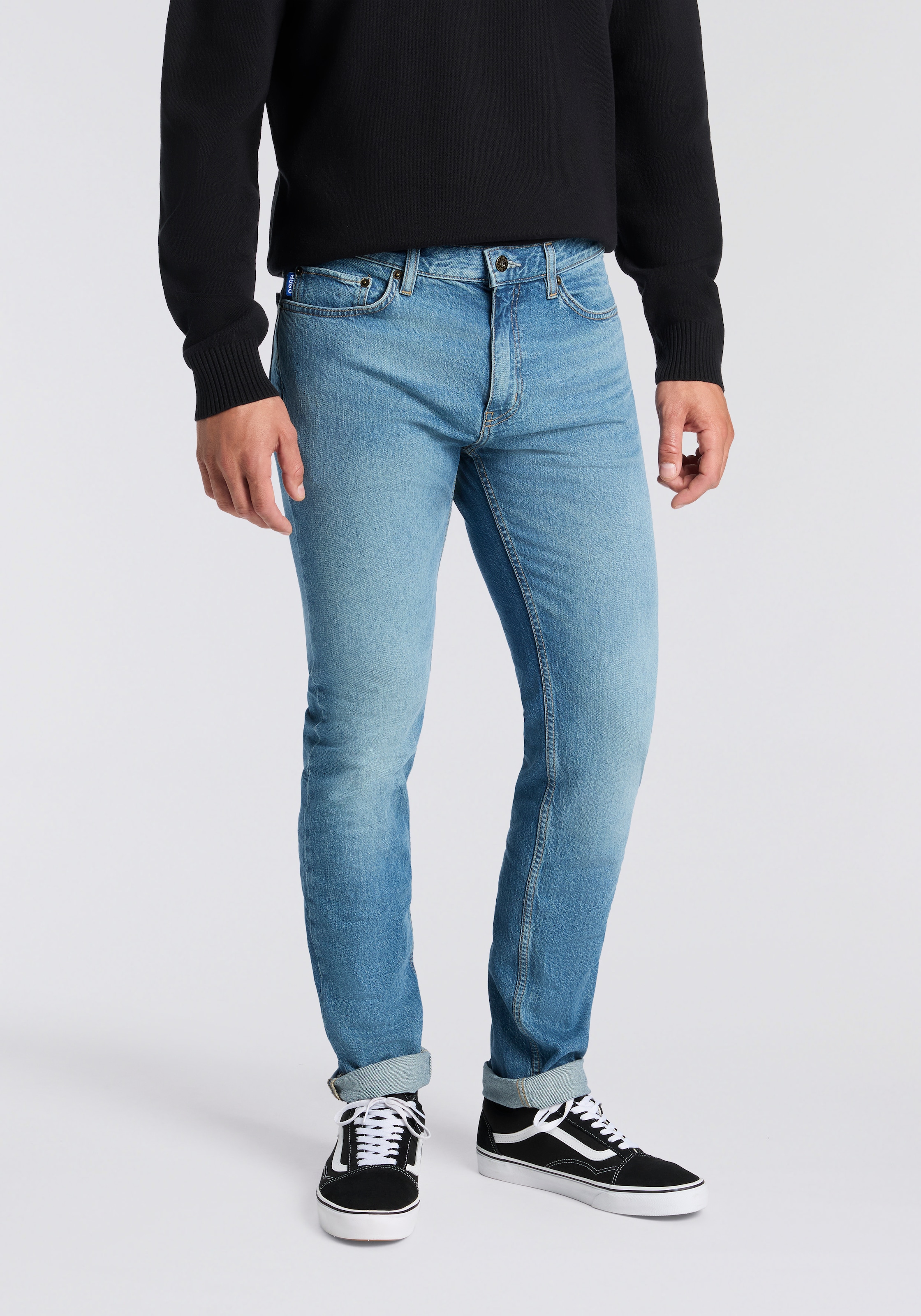 HUGO Slim-fit-Jeans "Ash" mit Stone-washed-Finish