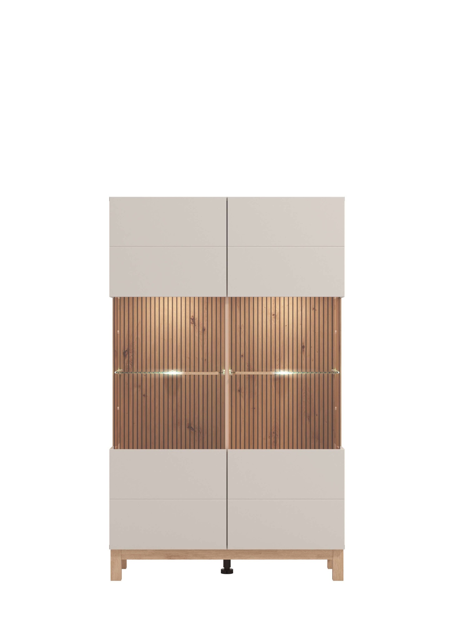 Home affaire Highboard »Essex, Hochkommode, Vitrine, Glasvitrine, Kombi-Highboard« Modernes Highboard in Kaschmir mit Glasfront & Lamellen-Optik