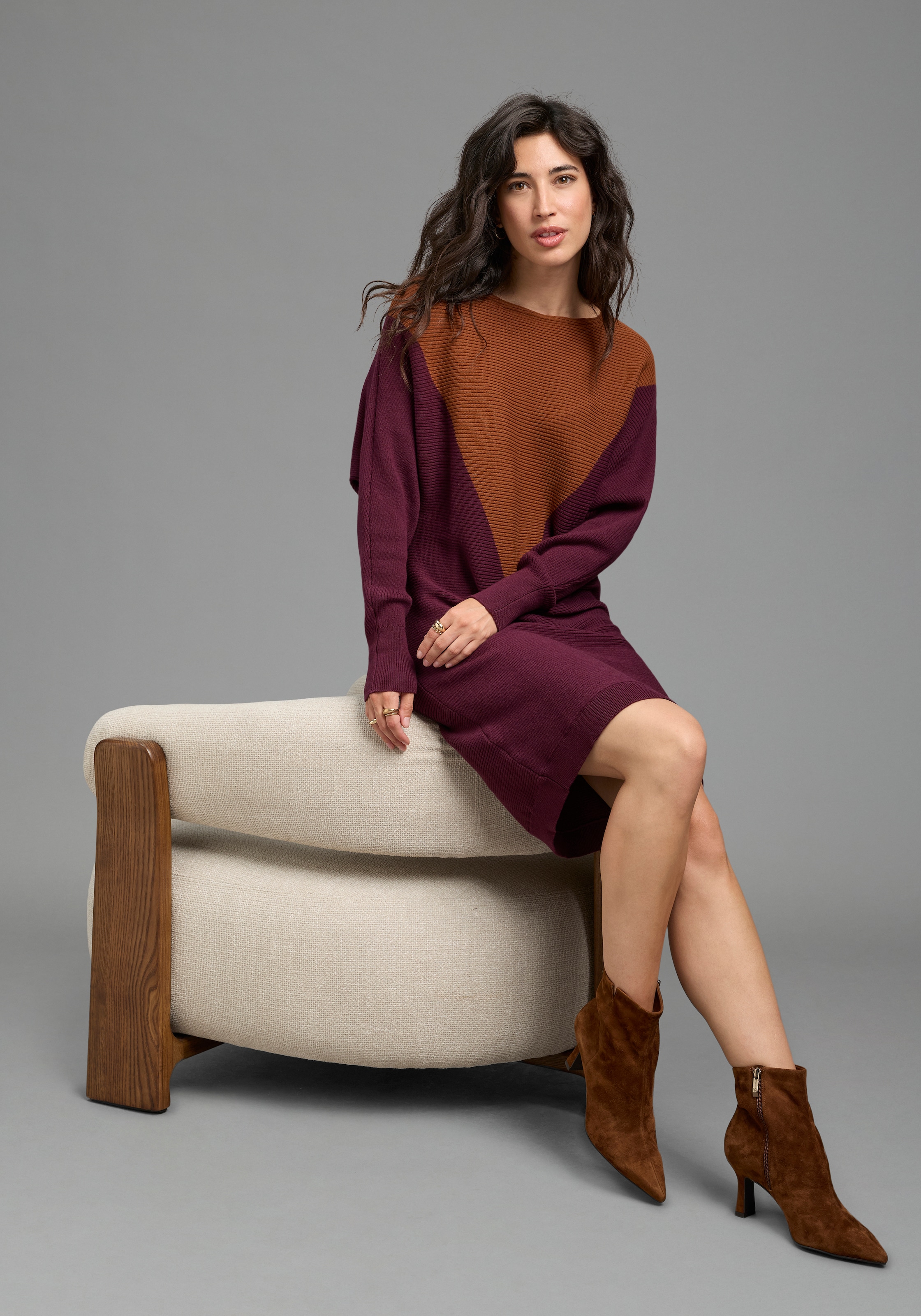 Laura Scott Strickkleid zweifarbig, aus weicher Baumwollmisch-Qualität