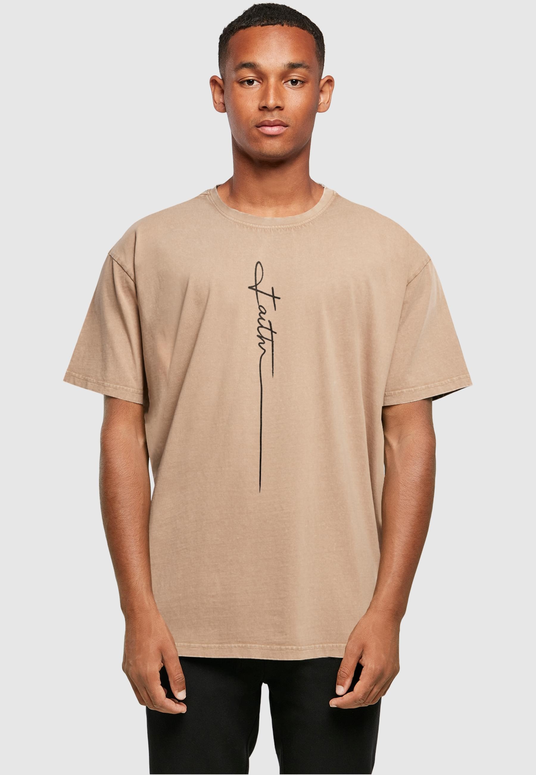 Merchcode T-Shirt »Merchcode Herren Faith Acid Washed Oversized Tee«, (1 tlg.)