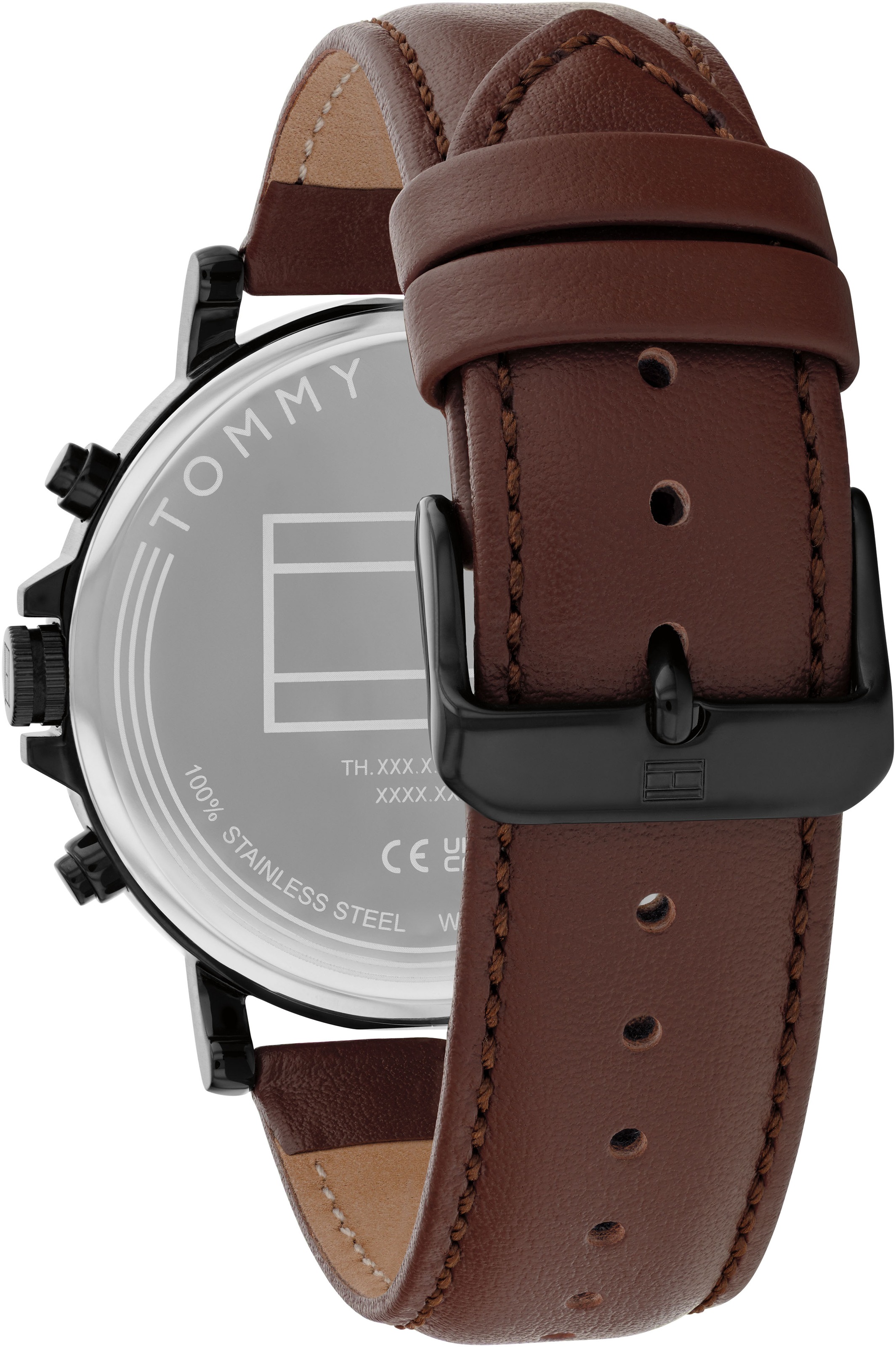 Tommy Hilfiger Multifunktionsuhr »TYSON«, Quarzuhr, Armbanduhr, Herrenuhr, Lederarmband, analog