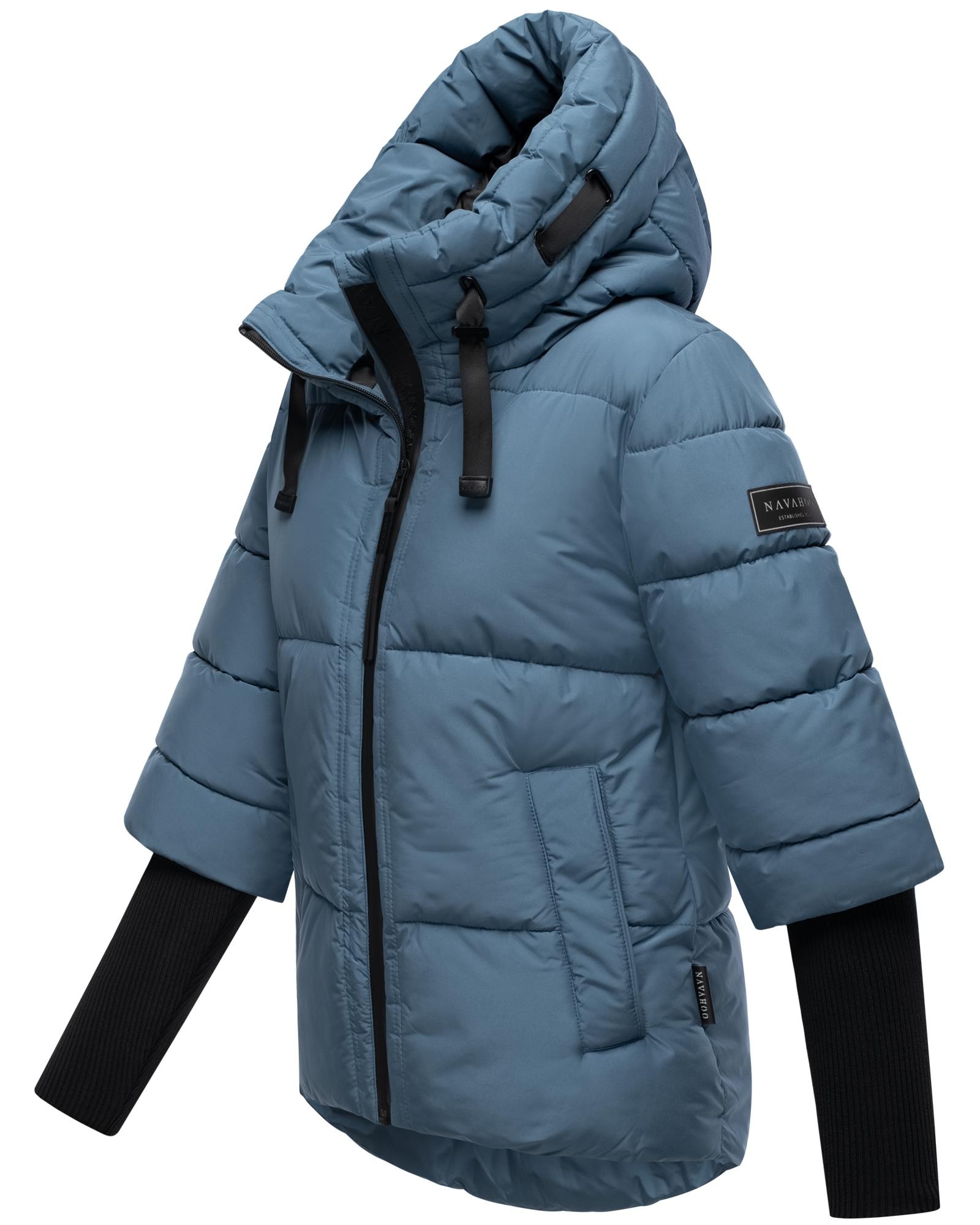 Navahoo Steppjacke »Lotusherz XIV«, mit Kapuze, Warme gesteppte Winterjacke mit Rippstrickärmeln