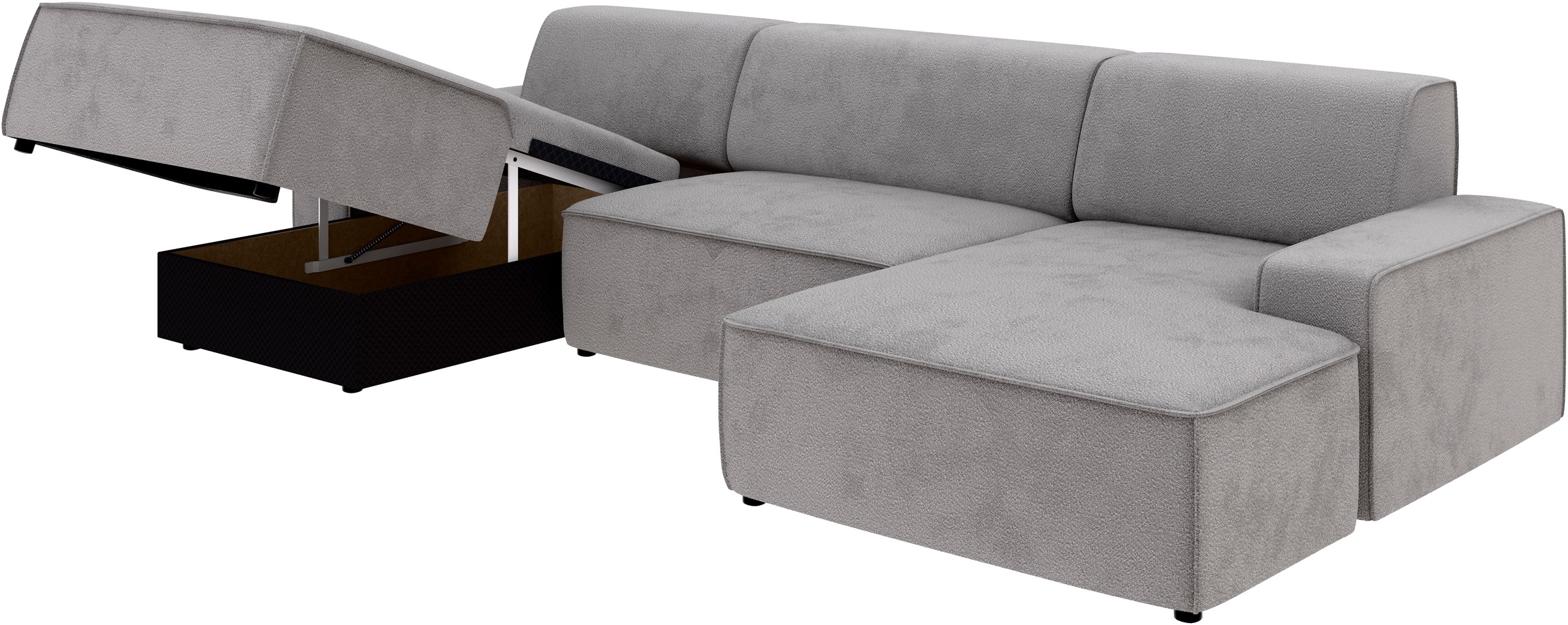 TRENDMANUFAKTUR Wohnlandschaft »Graz, wahlweise mit Sitzvorschub und Bettkasten, U-Form, Breite 329 cm«, in Cord-, haustierfreundlichem LEO Struktur- oder LUMOS-3D-Bezug