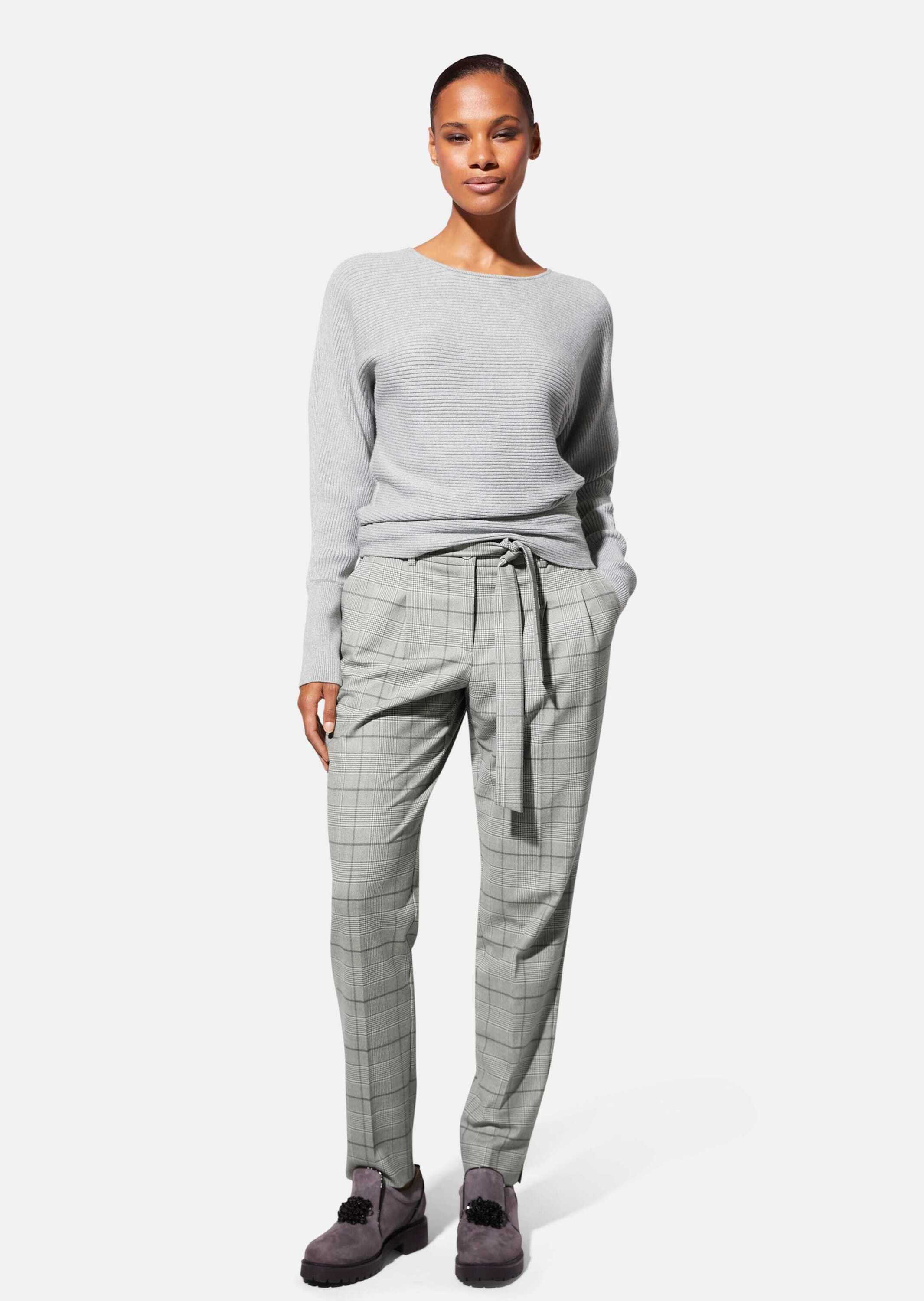 MADELEINE Bundfaltenhose »Hose Karo-Bundfaltenhose mit Bindegürtel«