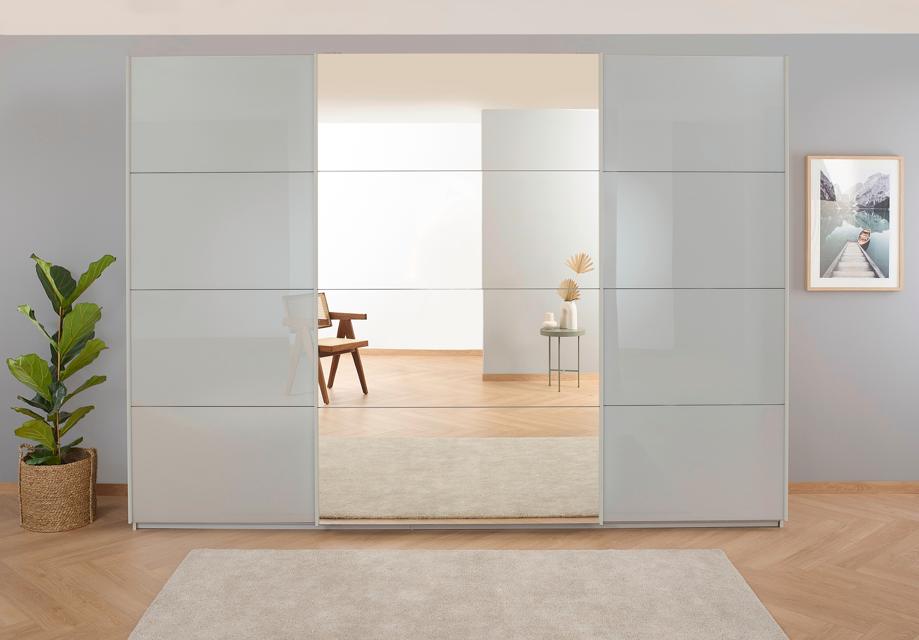 OTTO home "Mehrzweckschrank Aktenschrank Möbel Mietswohnung Schlafzimmer KOLUNA" 3 Ausstattungen BASIC/CLASSIC/PREMIUM (inkl. SOFT-CLOSE-FUNKTION), Breiten 203/271/315/360 cm Höhen 210/229 Glas-Front MADE IN GERMANY