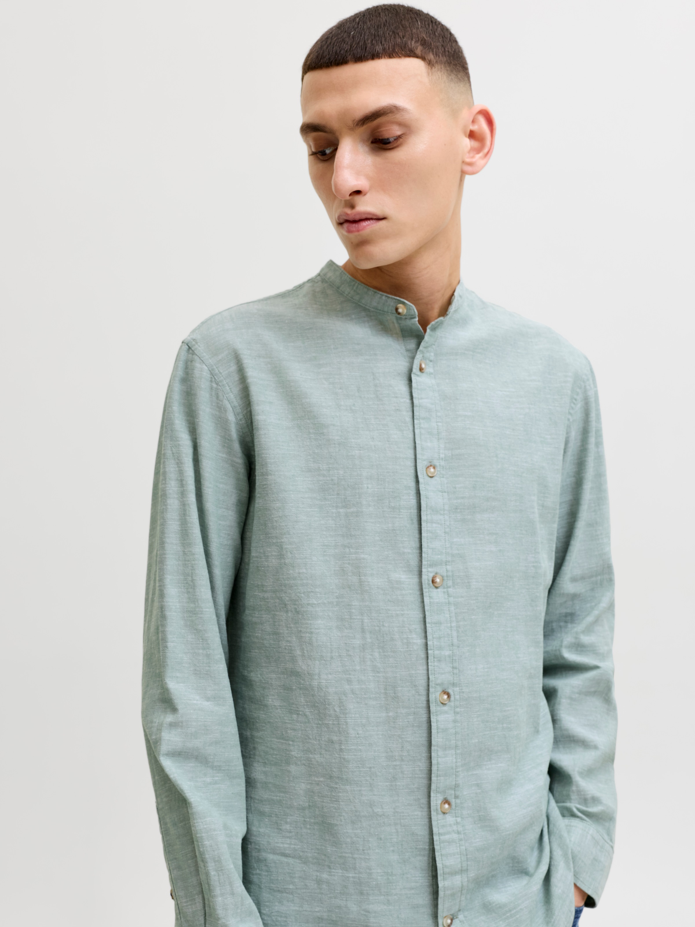 Jack & Jones Langarmhemd "JJESUMMER LINEN BLEND BAND SHIRT L/S SN" Baumwoll günstig online kaufen