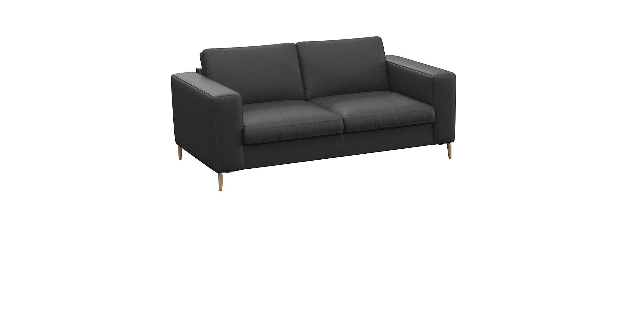 FLEXLUX 2-Sitzer »Fiore Designsofa, bequem und komfortabel durch hochwertigen Sitzaufbau«, breite Armlehnen, Kaltschaum, Füße Alu+ Eiche