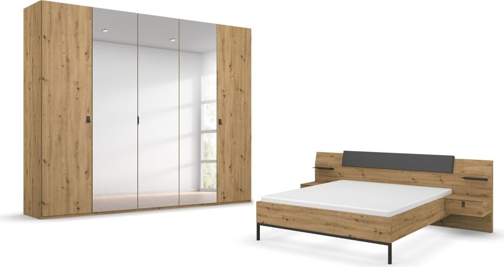 Schlafzimmer-Set »Evela«, (Set), mit Bettanlage in 2 Breiten und Drehtürenschrank mit...