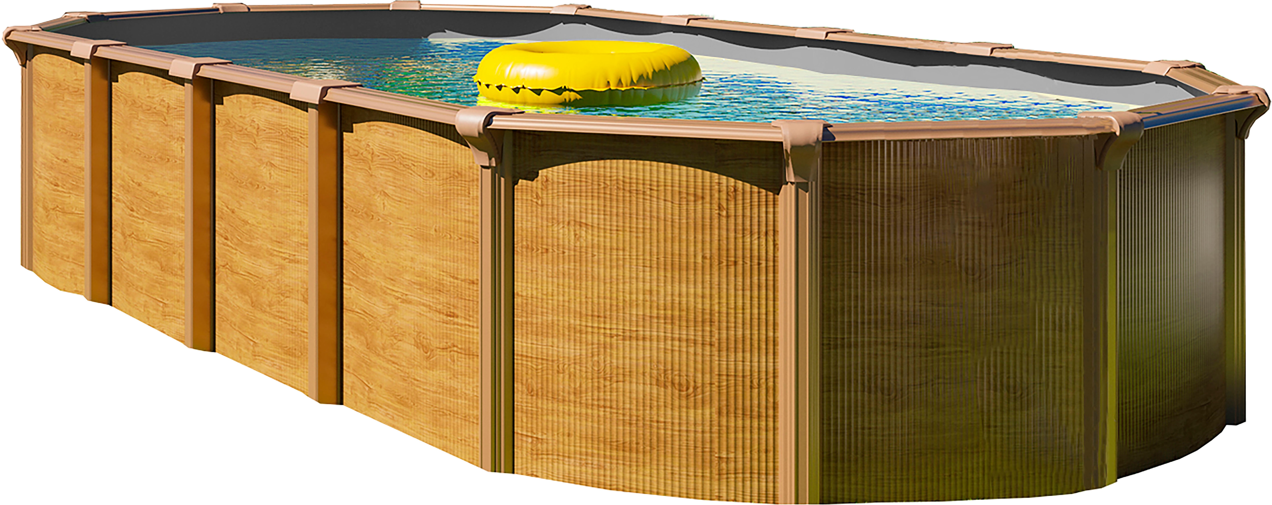 KWAD Ovalpool "Green line Evolution" 6,1x3,7x1,32 wood Folie in blau, sand oder grau erhältlich