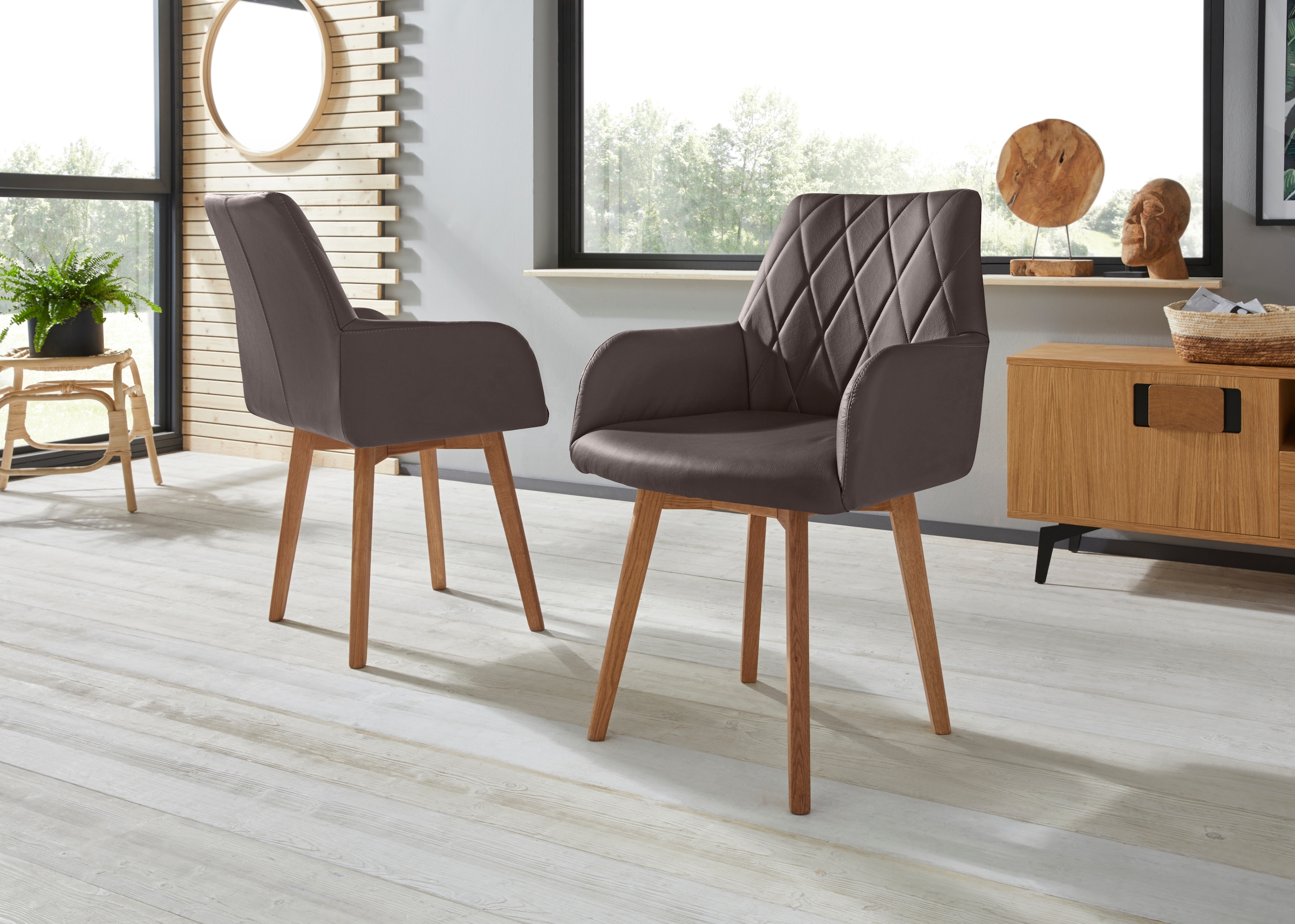 OTTO home Esszimmerstuhl "Brest" (Set) 2 Stk.Armlehnstuhl in Leder oder Mic günstig online kaufen