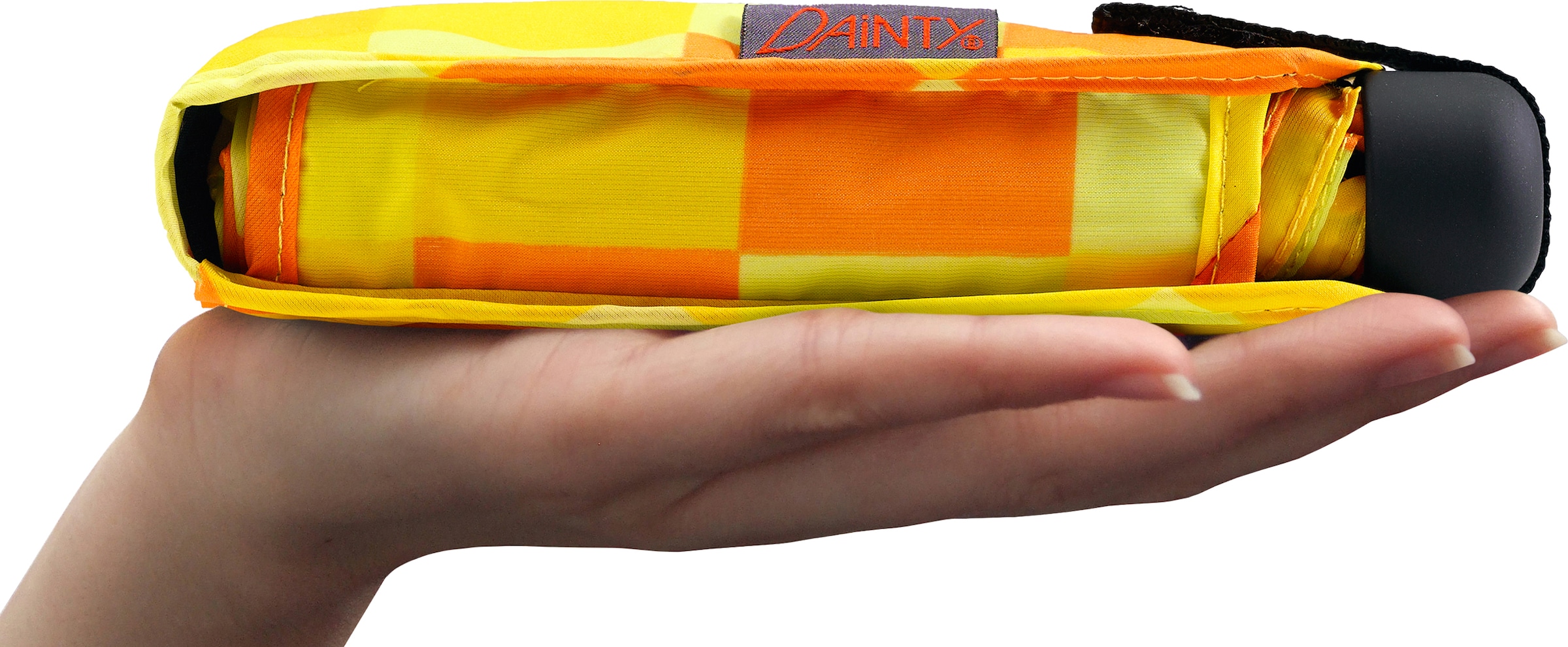 EuroSCHIRM® Taschenregenschirm »Dainty, Karo gelb kurz und kaufen | online BAUR orange«, extra flach