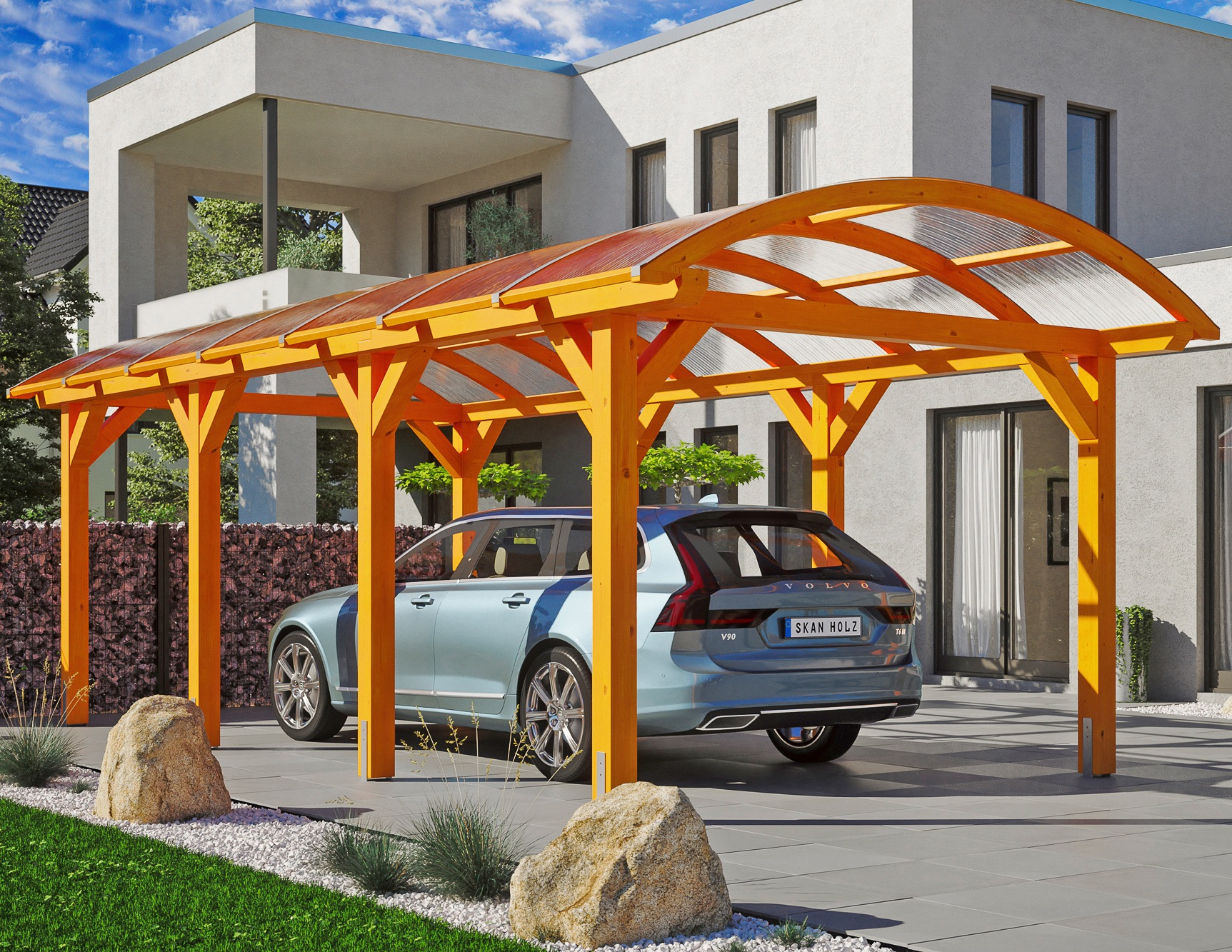 Skanholz Einzelcarport "Franken", Leimholz-Nordisches Fichtenholz, 300 cm, hellbraun