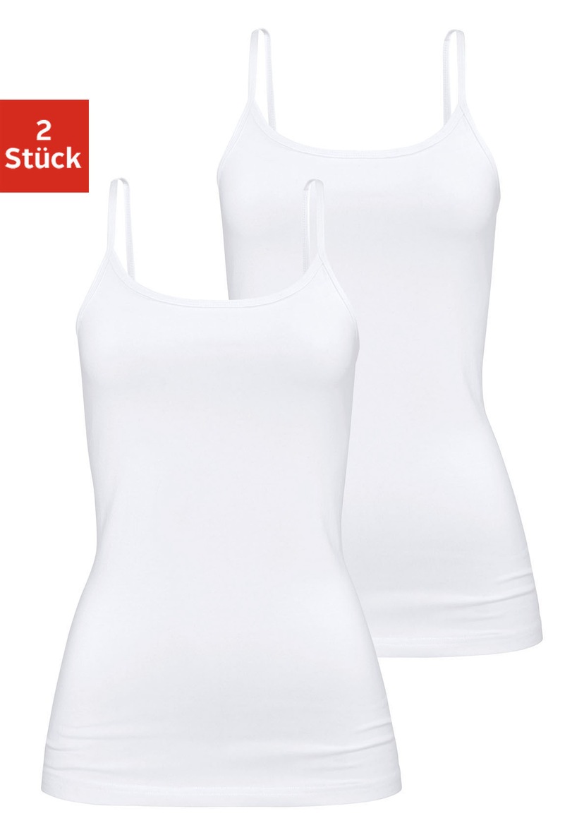 LASCANA Unterhemd, (Packung, 2 St., 2er-Pack), aus elastischer Baumwolle, weiche  Spitze, Spaghettiträger-Top bestellen | BAUR