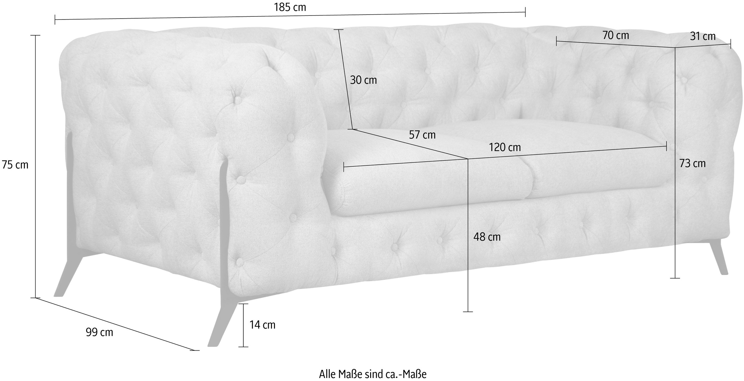 Home affaire Chesterfield-Sofa »Amaury« aufwändige Knopfheftung, moderne Chesterfield Optik, Fußfarbe wählbar