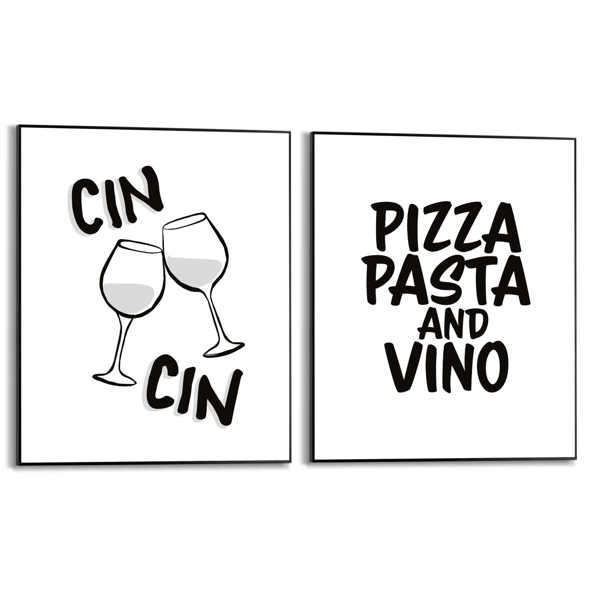 Reinders Poster "Cheers" Küche - Italien - Schwarz-Weiß - MDF - Sprüche - 40x50 cm