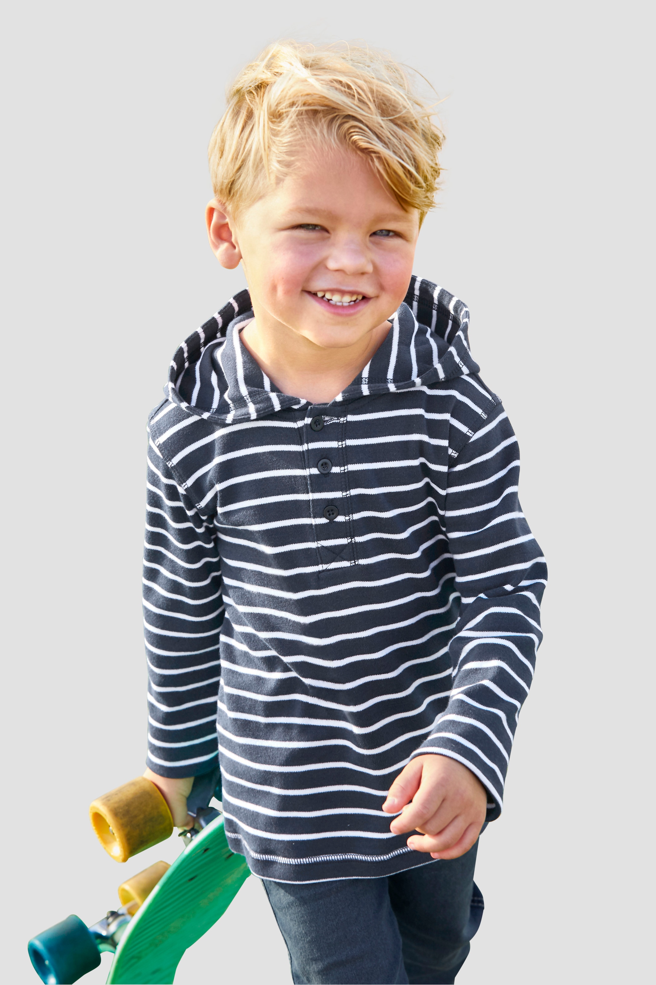 »Ringel«, mit bestellen KIDSWORLD und Streifen Kapuzenshirt BAUR Knopfleiste | gewirktem online