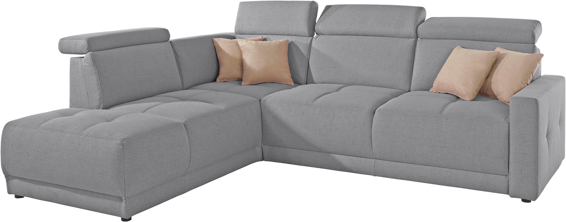 DOMO collection Ecksofa »Ava, moderne Sitzheftung mit toller Doppelnaht, komfortabel, L-Form«, mit Ottomane, inkl. Federkern, wahlweise mit Kopfteilverstellungen